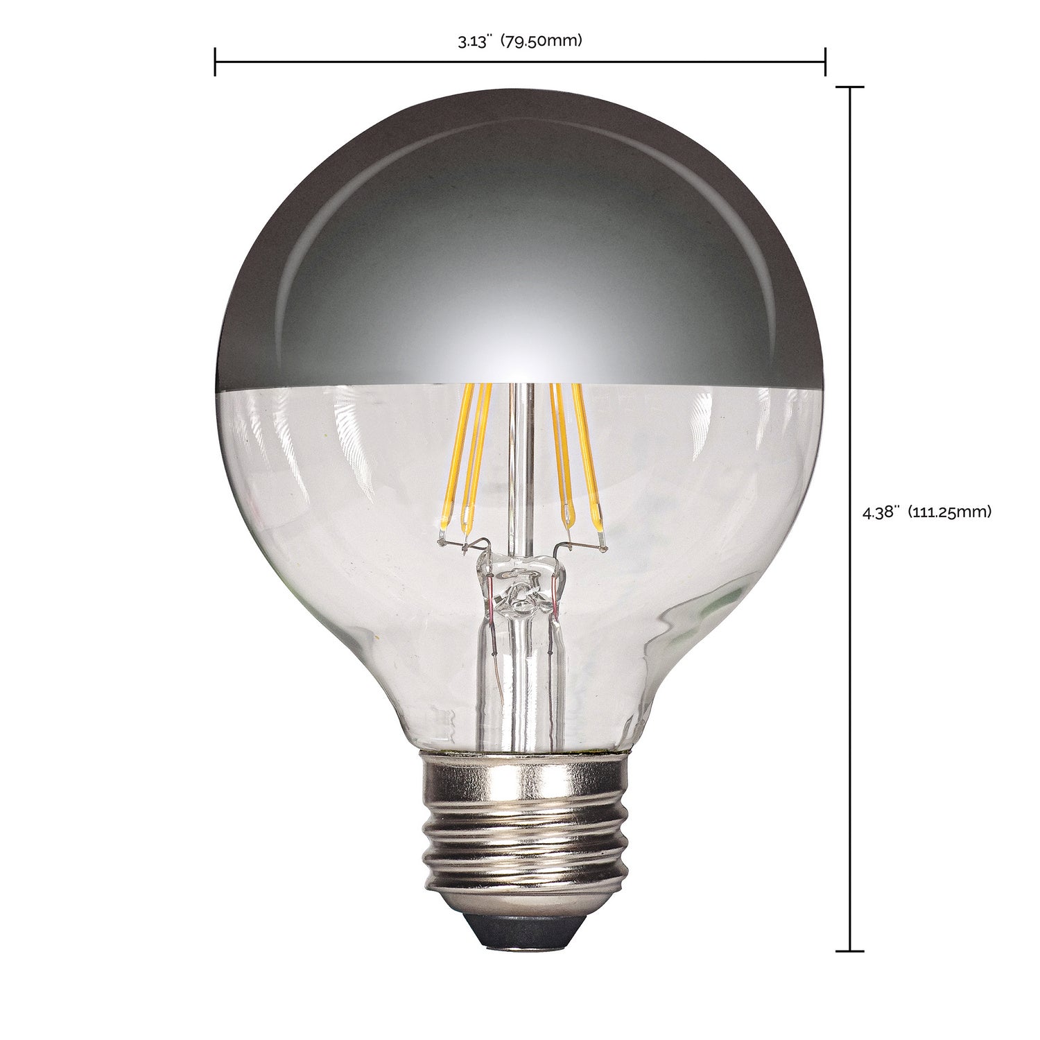 Silver Crown G25 Filament LED Bulb, 5 Watts, 430 Lumens, 2700K, 40W Equal, E26 Medium Base - Bees Lighting