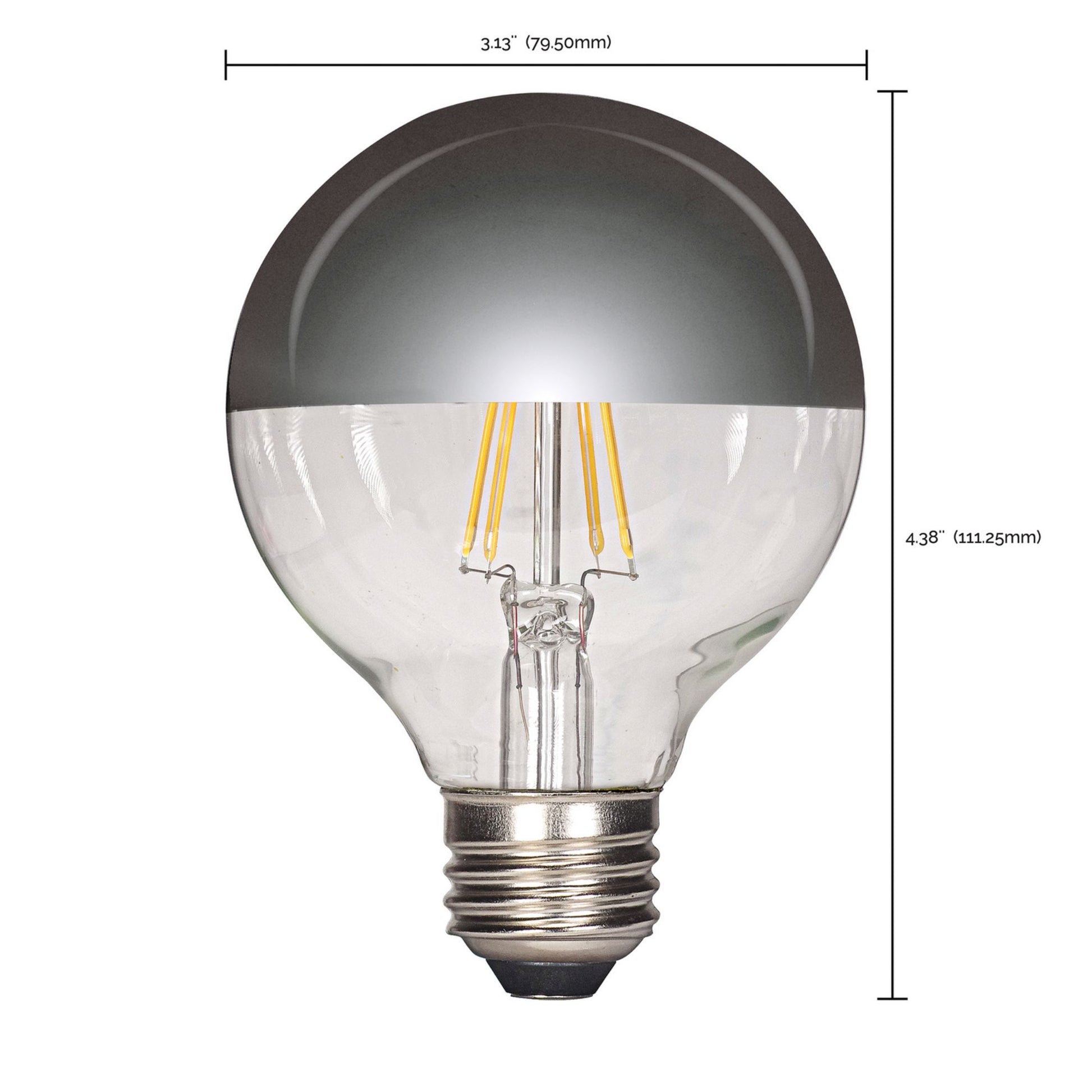 Silver Crown G25 Filament LED Bulb, 5 Watts, 430 Lumens, 2700K, 40W Equal, E26 Medium Base - Bees Lighting