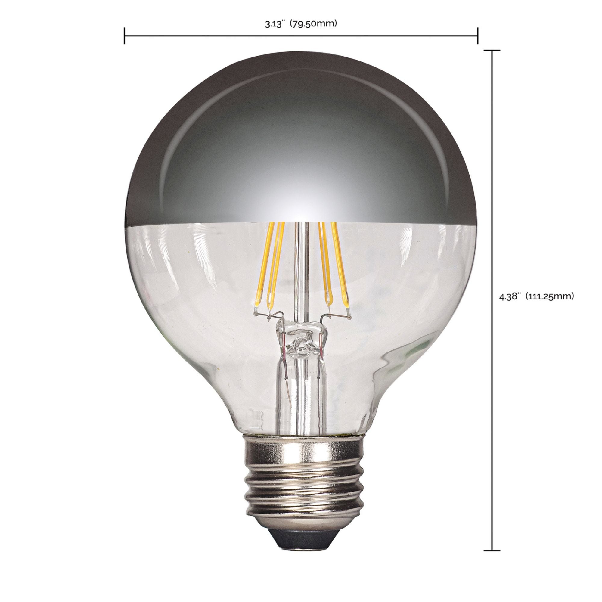 Silver Crown G25 Filament LED Bulb, 5 Watts, 430 Lumens, 2700K, 40W Equal, E26 Medium Base - Bees Lighting