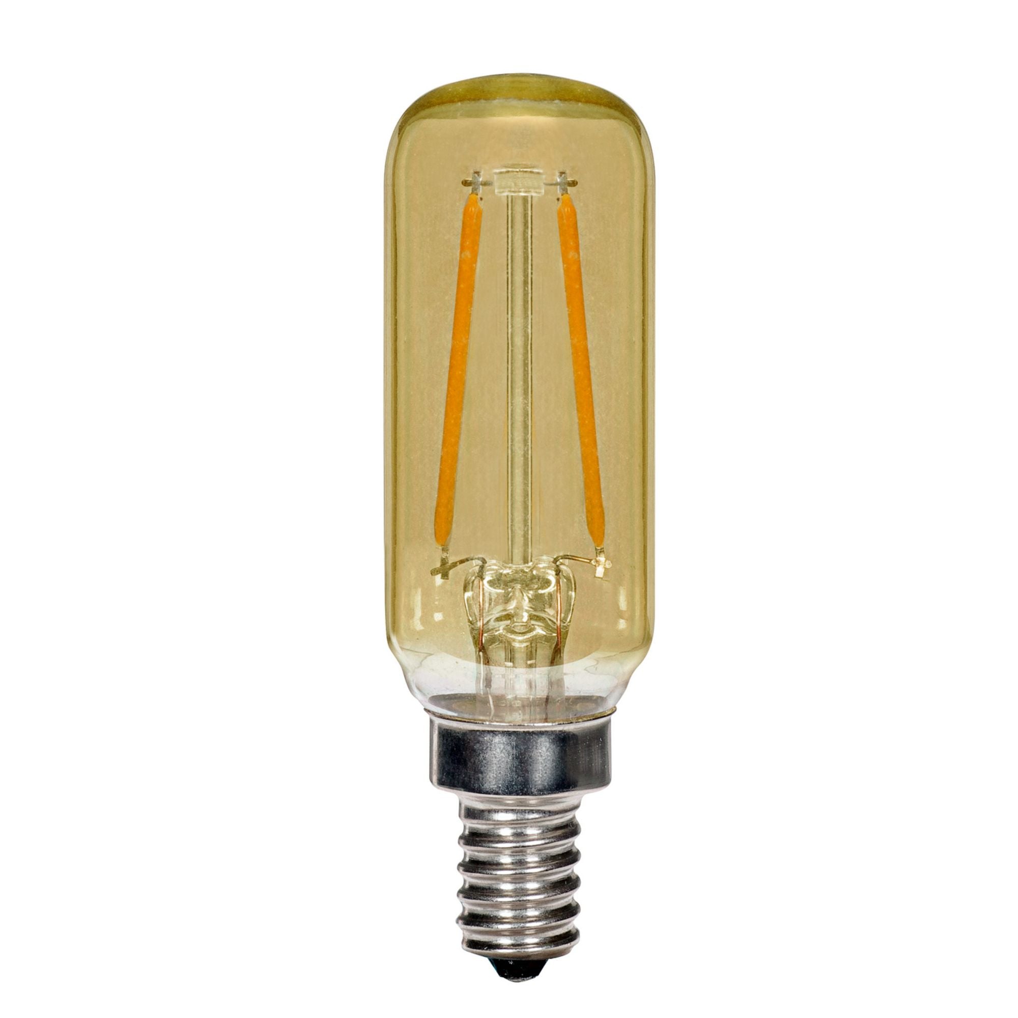 T6 LED Single Tube Bulb, 3 Watts, 150 Lumens, 2000K, E12 Candelabra Base, Amber Finish - Bees Lighting