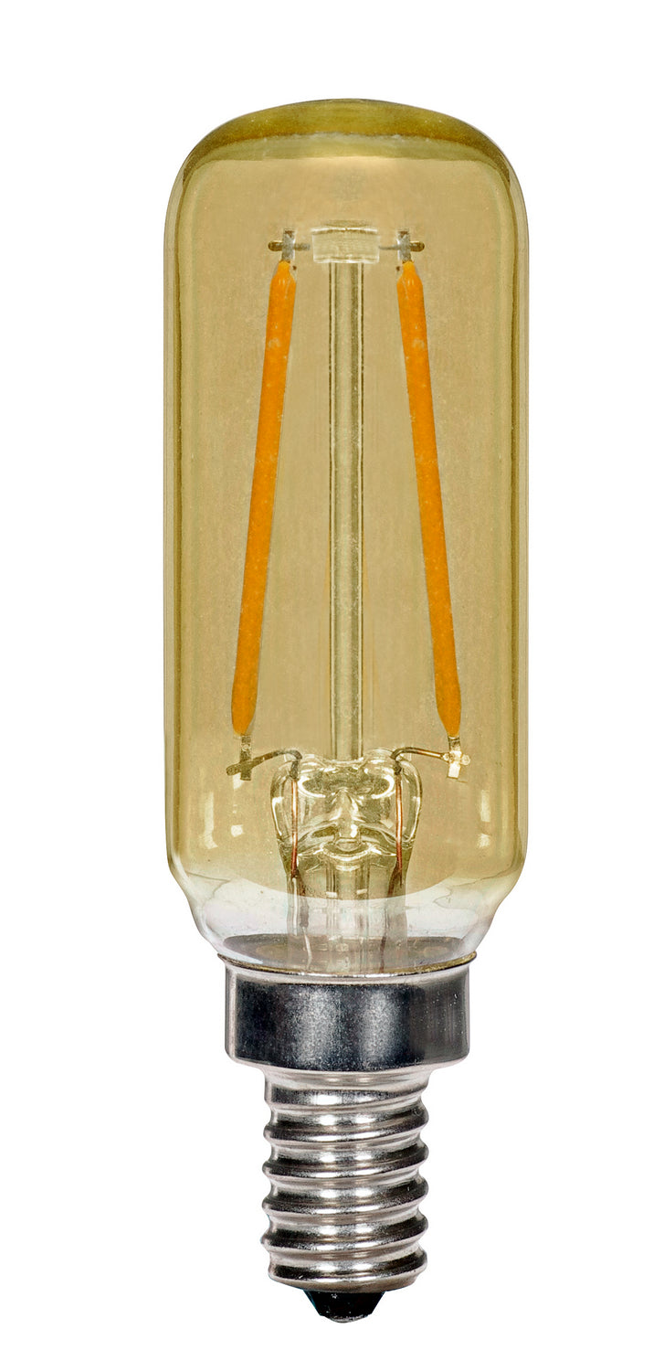 T6 LED Single Tube Bulb, 3 Watts, 150 Lumens, 2000K, E12 Candelabra Base, Amber Finish - Bees Lighting