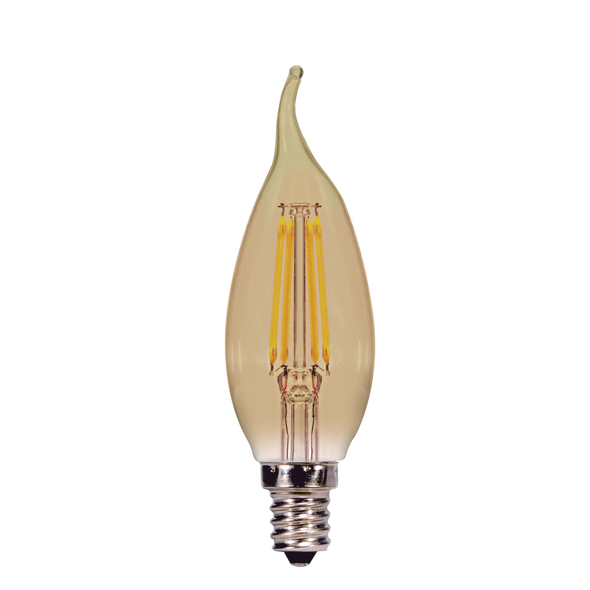 CA11 Filament LED Bulb, 4W, 300lm, 2000K, 40W Equal, E12 Candelabra Base, Amber Finish - Bees Lighting