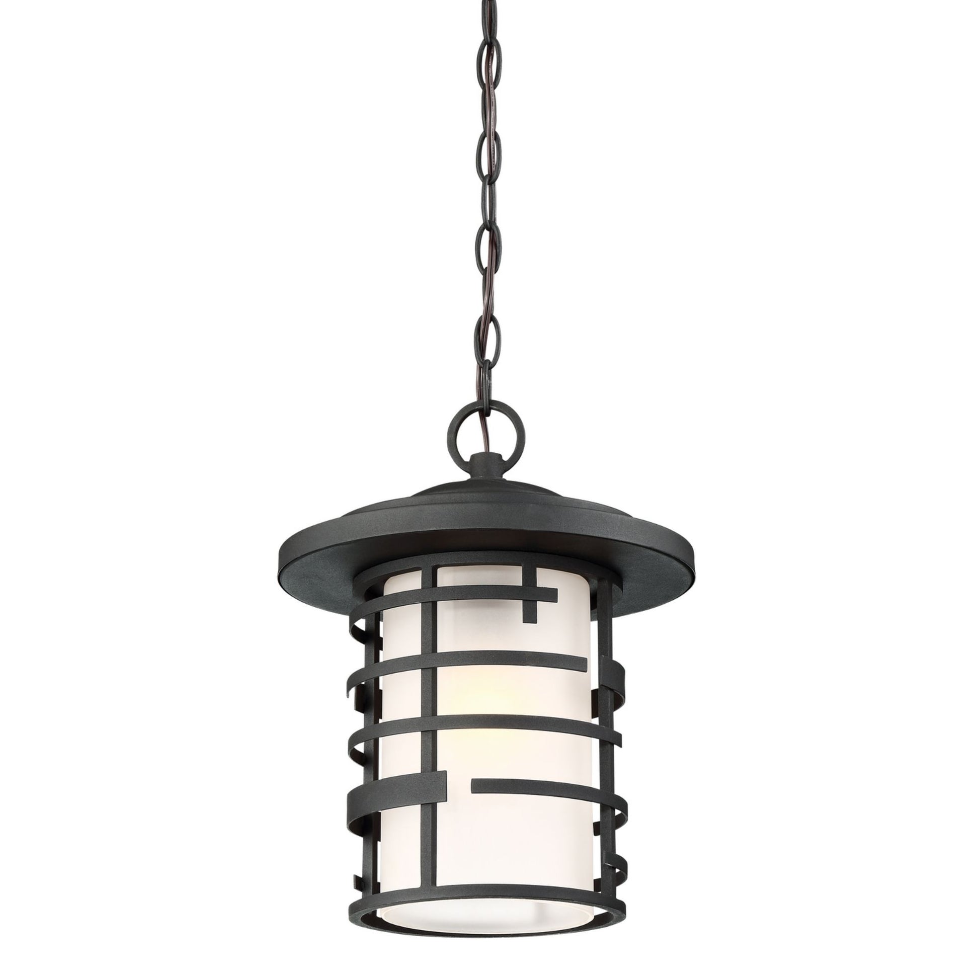 Lansing 17" Hanging Lantern, Textured Black Finish - Bees Lighting