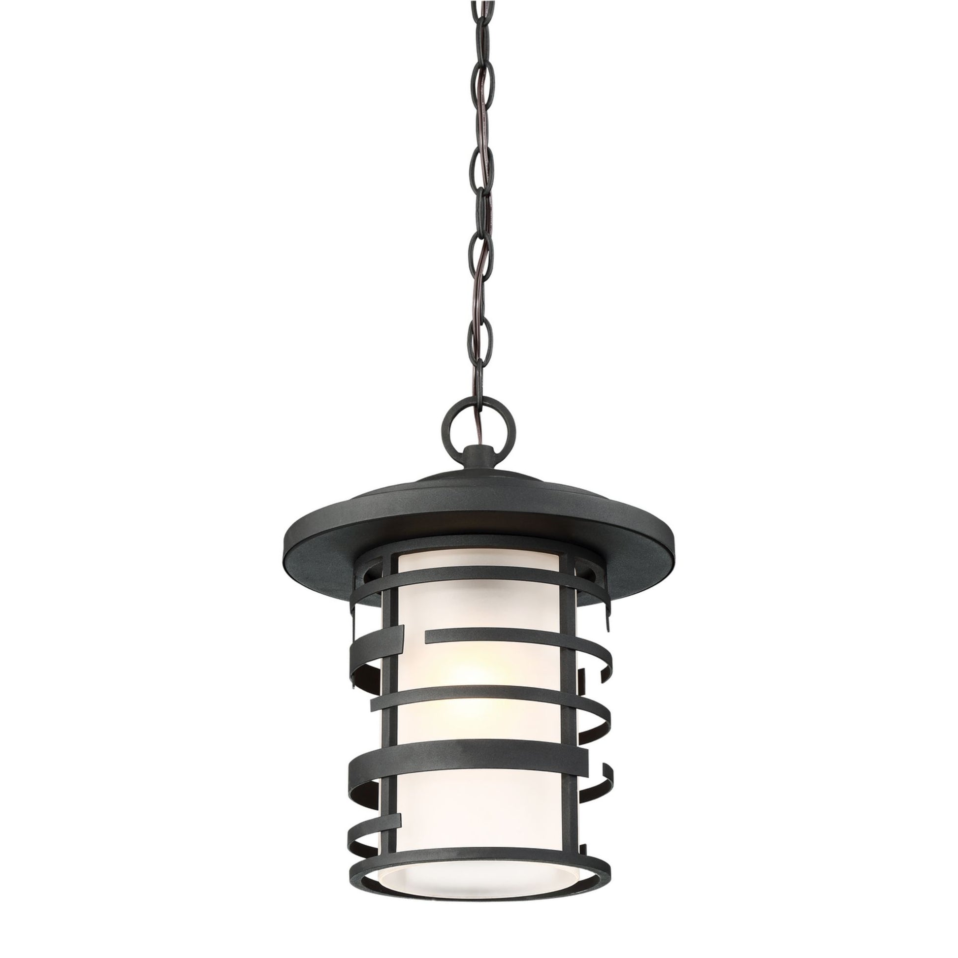 Lansing 17" Hanging Lantern, Textured Black Finish - Bees Lighting