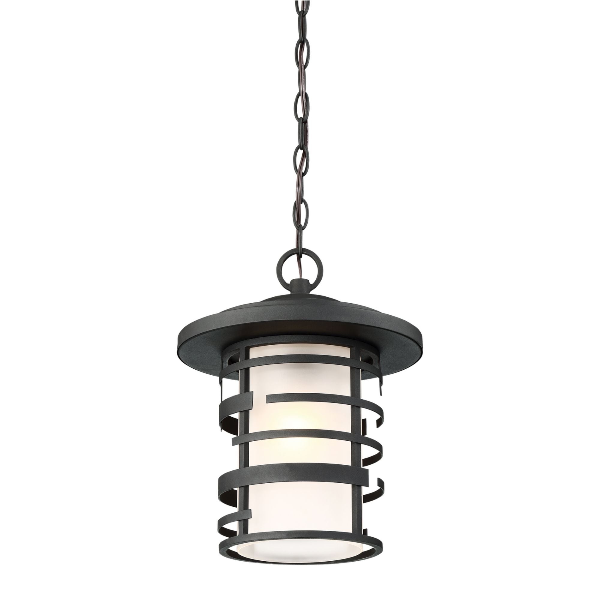 Lansing 17" Hanging Lantern, Textured Black Finish - Bees Lighting