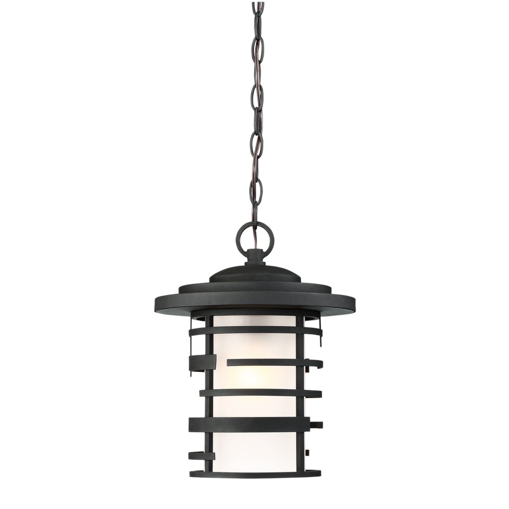 Lansing 17" Hanging Lantern, Textured Black Finish - Bees Lighting