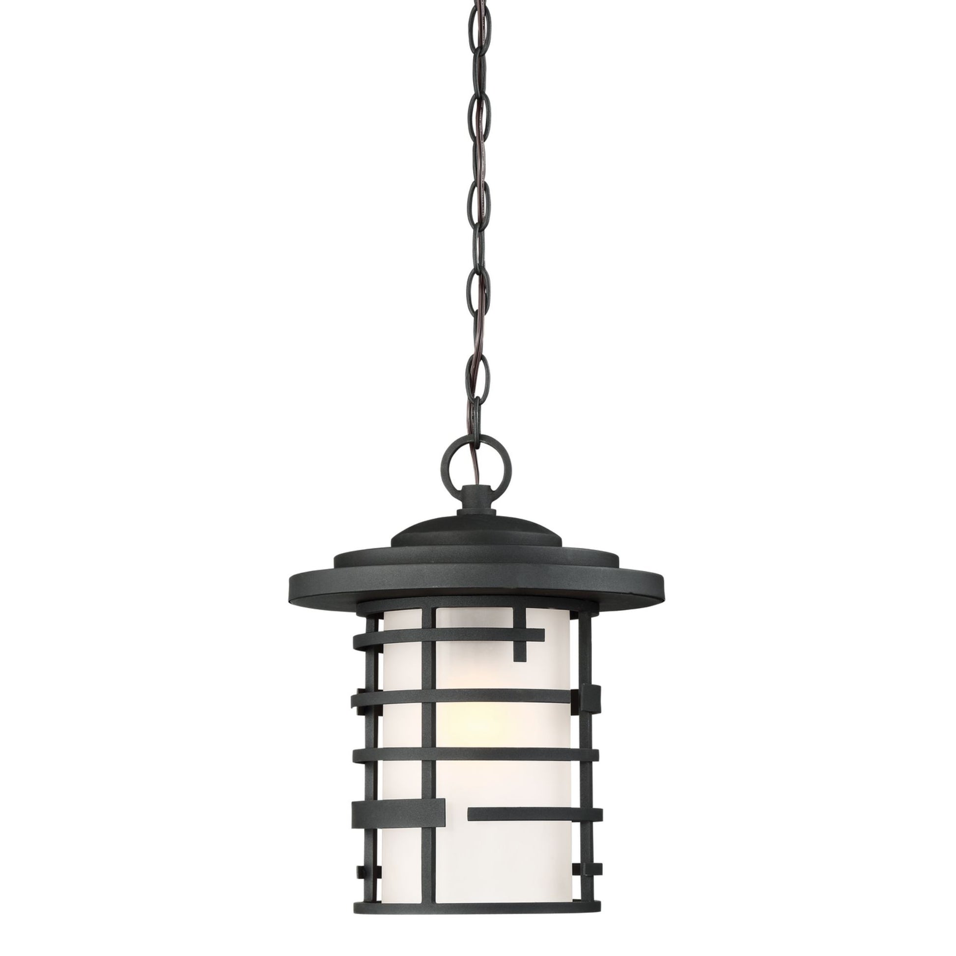 Lansing 17" Hanging Lantern, Textured Black Finish - Bees Lighting