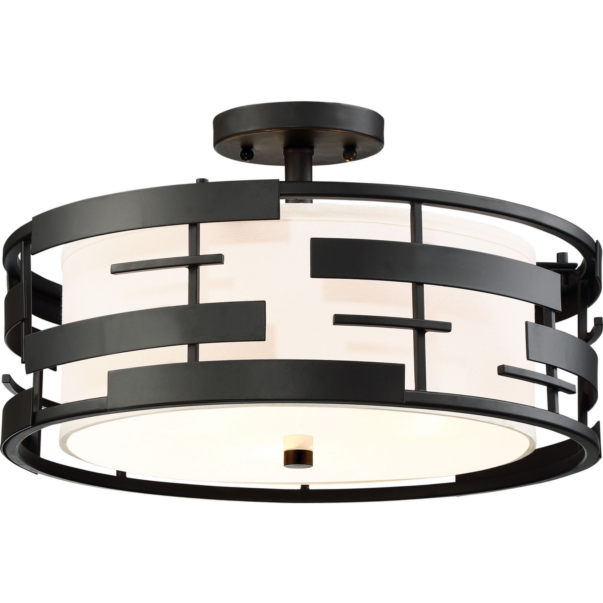 Lansing 16" 3-Light Semi Flush Mount, Midnight Bronze Finish - Bees Lighting