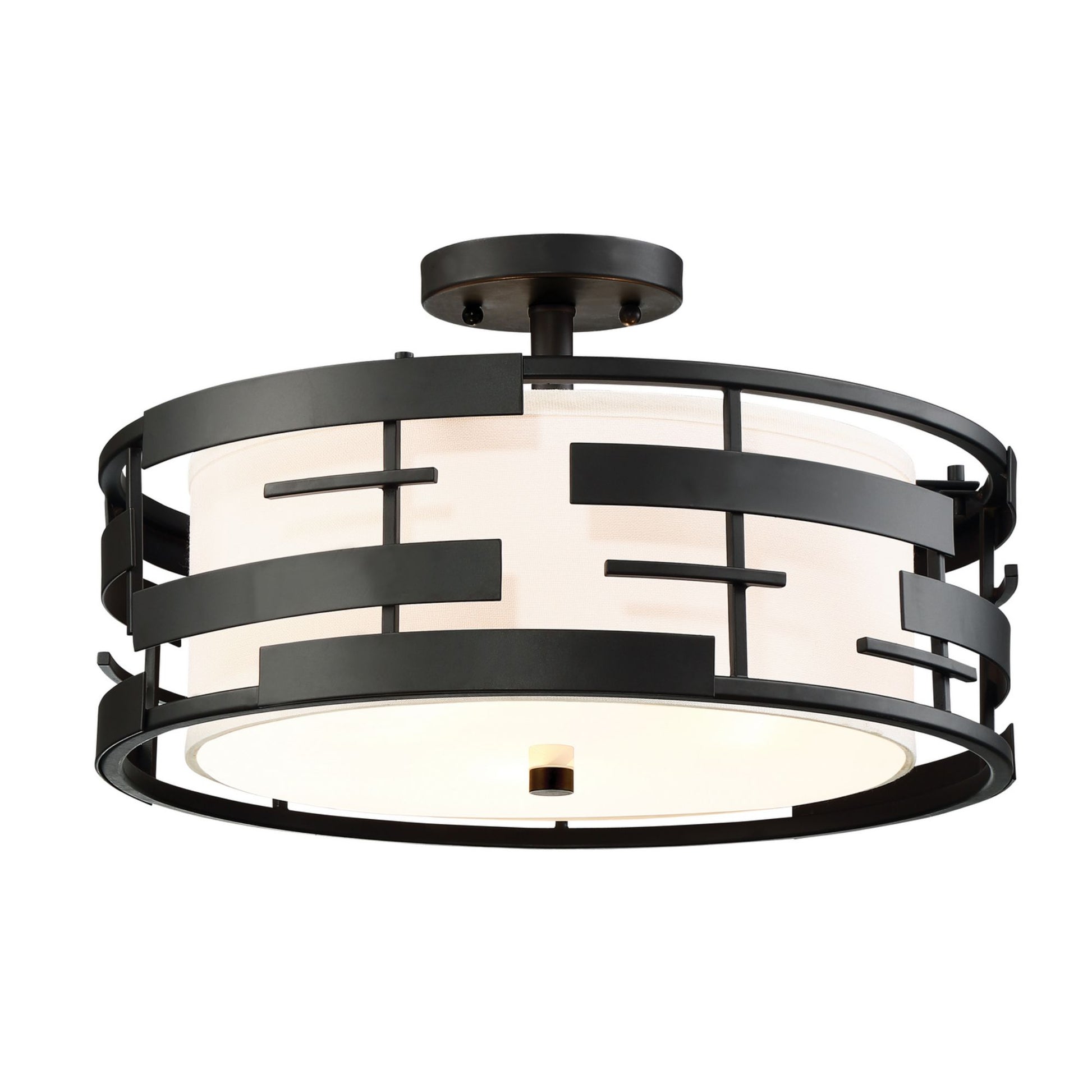 Lansing 16" 3-Light Semi Flush Mount, Midnight Bronze Finish - Bees Lighting