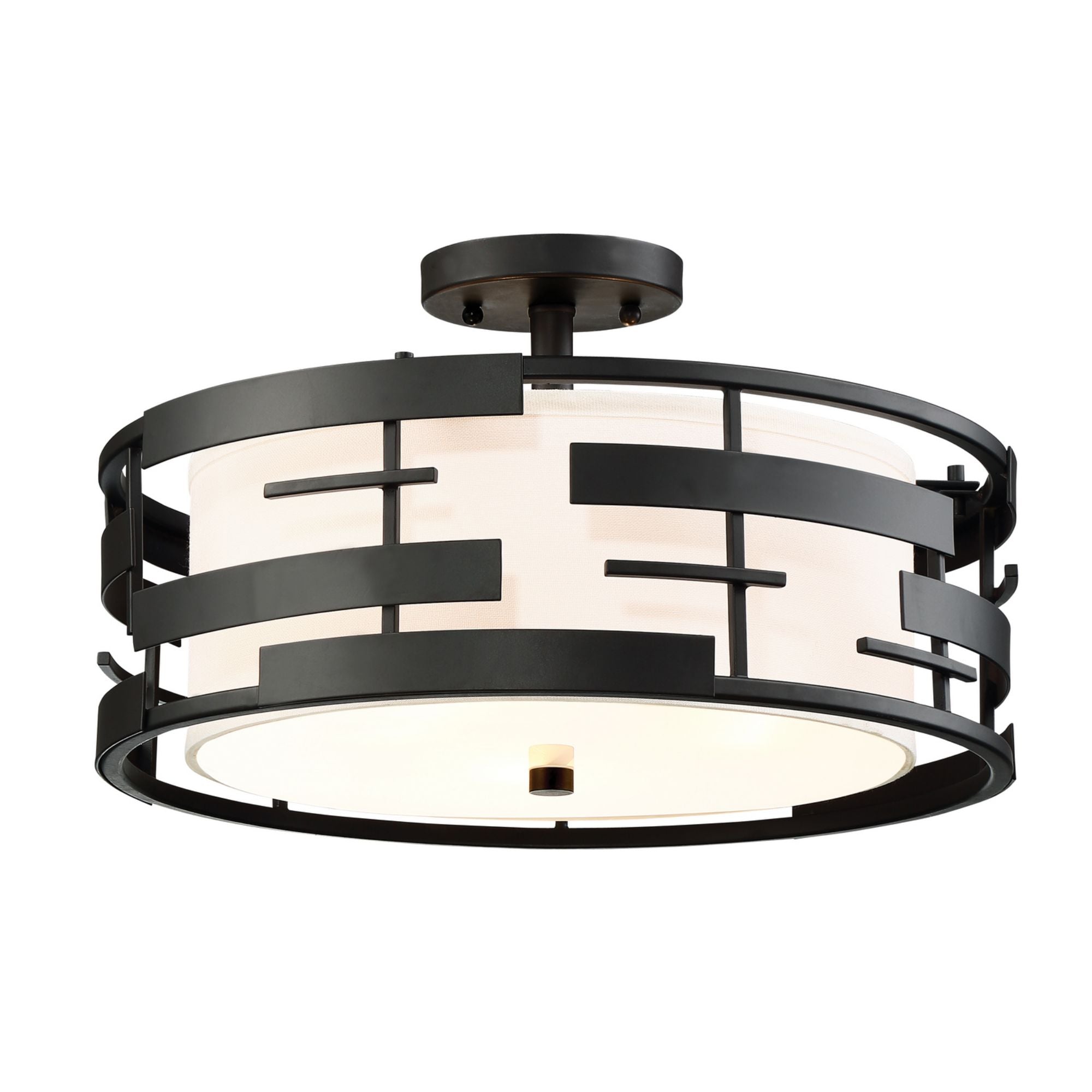 Lansing 16" 3-Light Semi Flush Mount, Midnight Bronze Finish - Bees Lighting