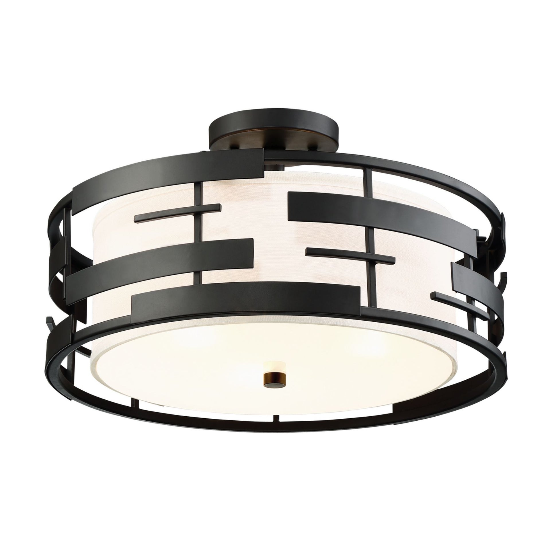 Lansing 16" 3-Light Semi Flush Mount, Midnight Bronze Finish - Bees Lighting