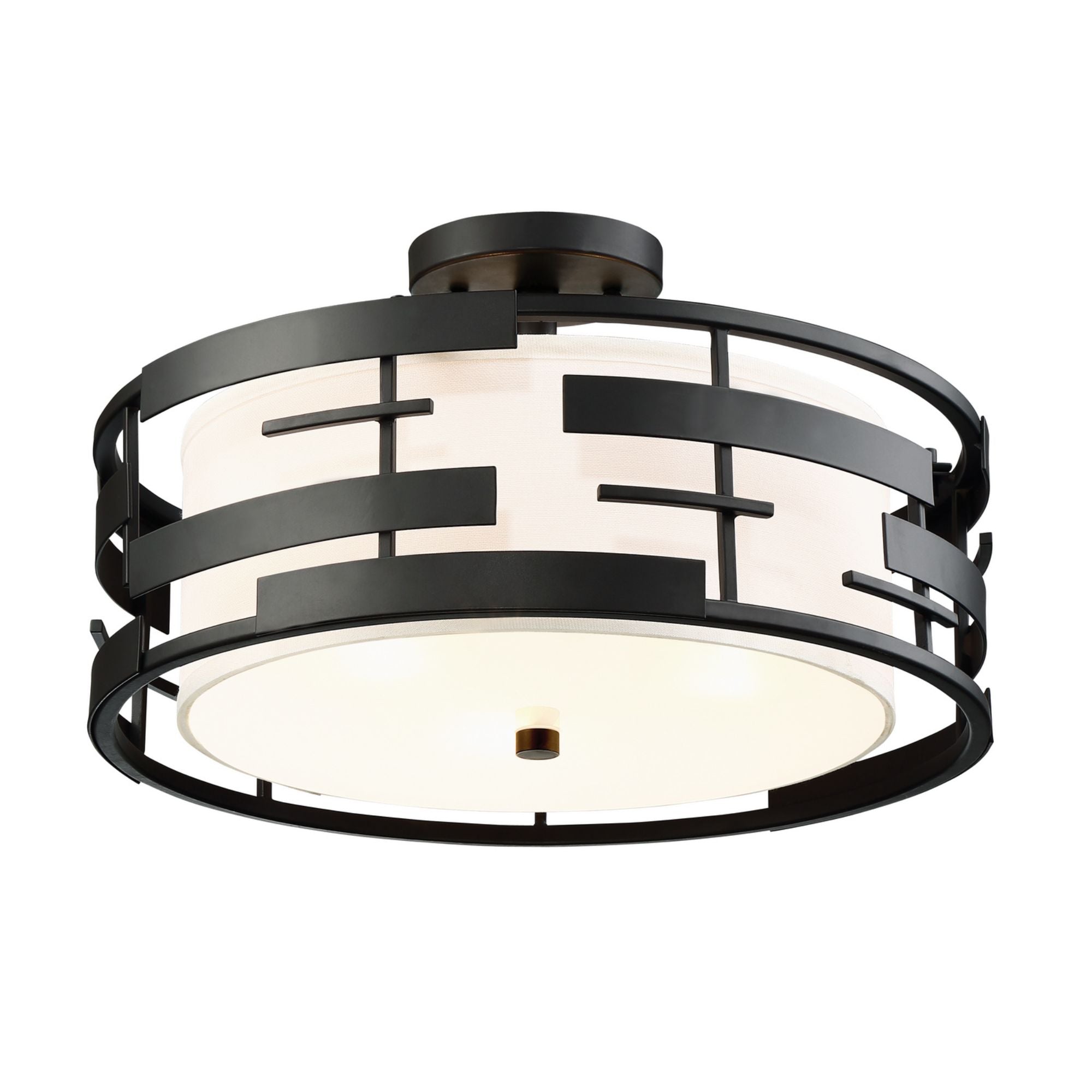 Lansing 16" 3-Light Semi Flush Mount, Midnight Bronze Finish - Bees Lighting