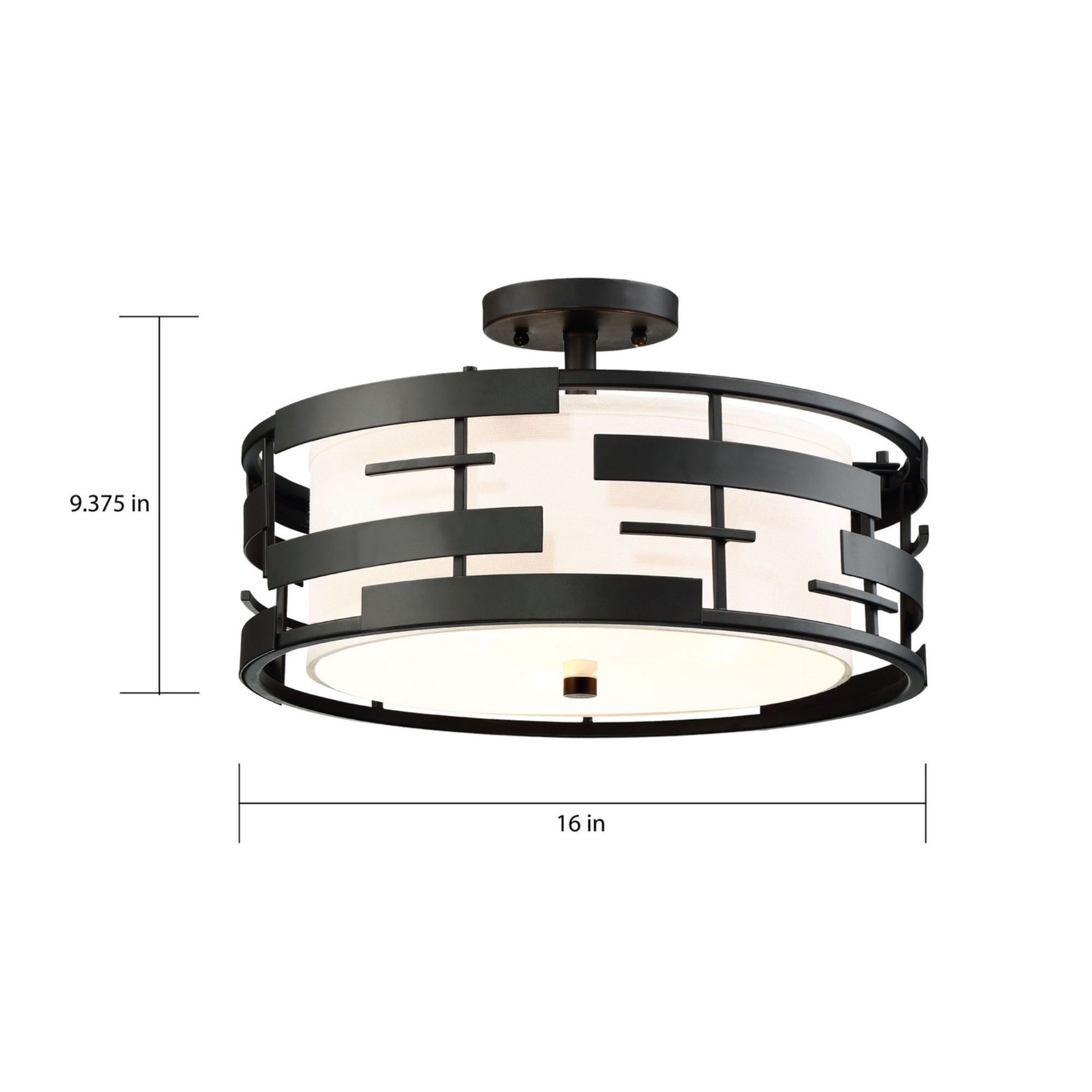 Lansing 16" 3-Light Semi Flush Mount, Midnight Bronze Finish - Bees Lighting