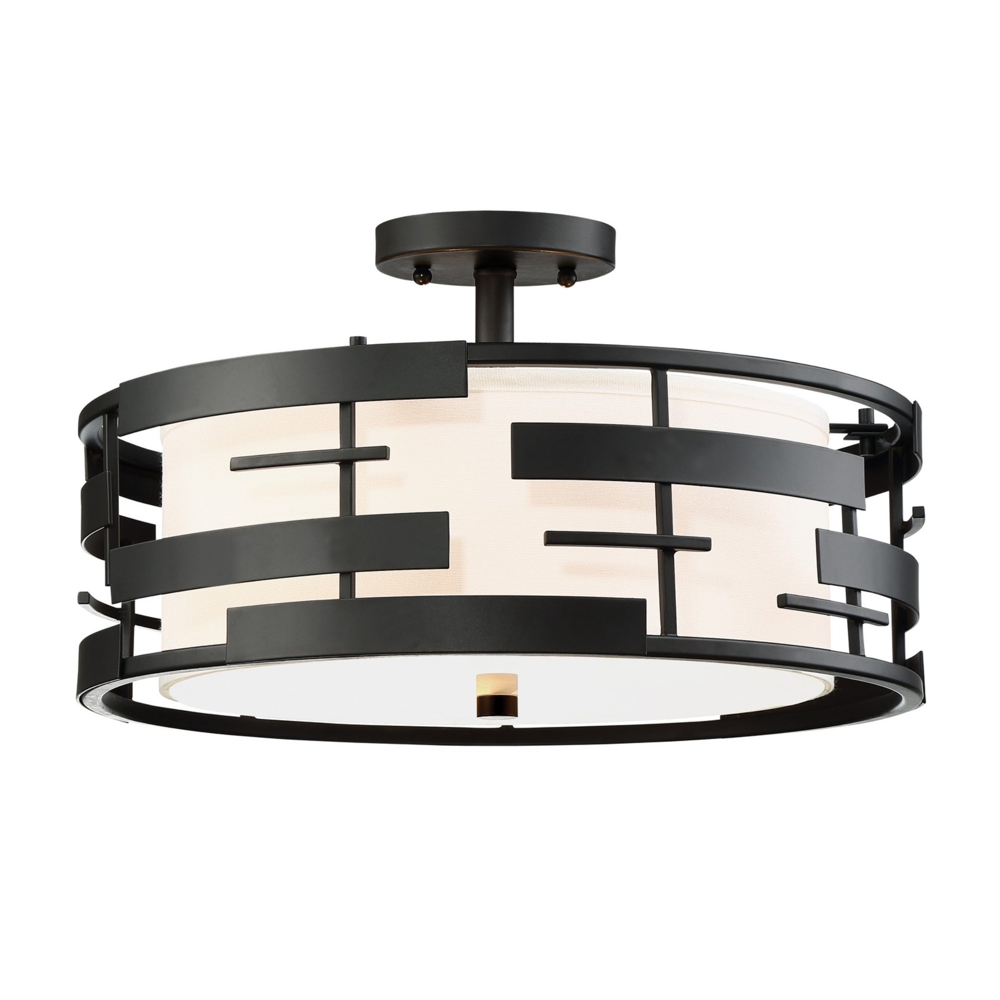 Lansing 16" 3-Light Semi Flush Mount, Midnight Bronze Finish - Bees Lighting