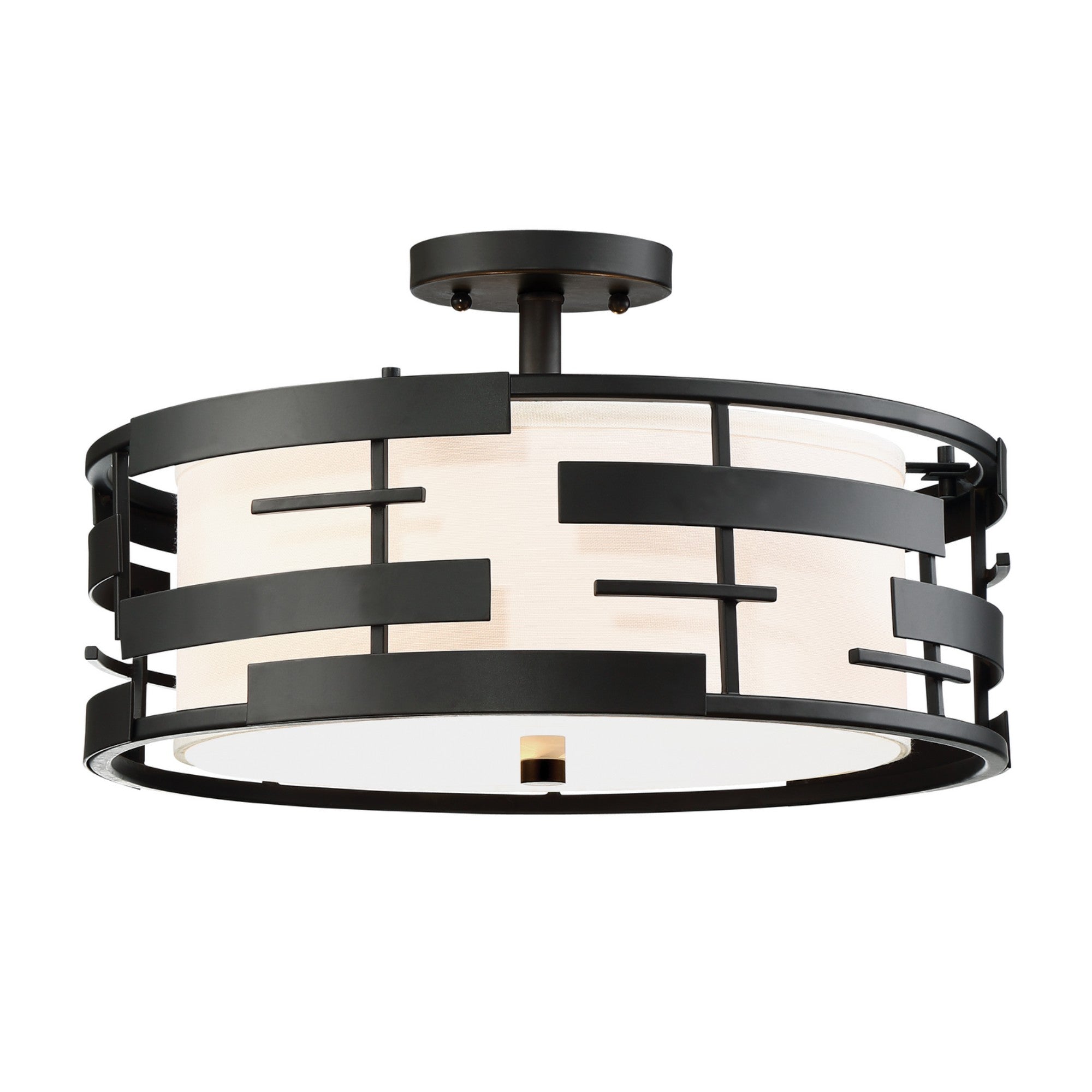 Lansing 16" 3-Light Semi Flush Mount, Midnight Bronze Finish - Bees Lighting