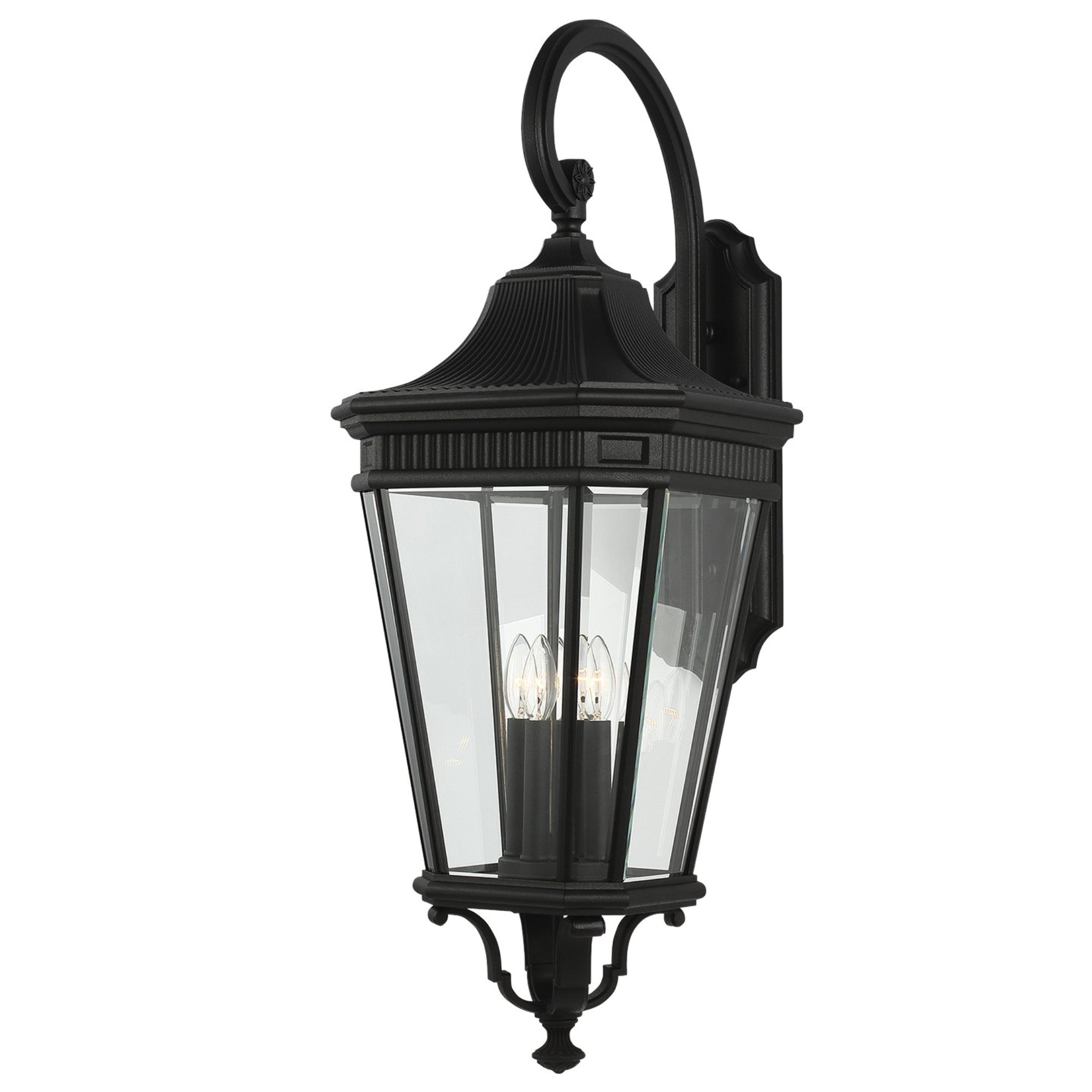 Cotswold Lane 36" 4-Light X-Large Lantern, Black Finish with Clear Glass - Bees Lighting