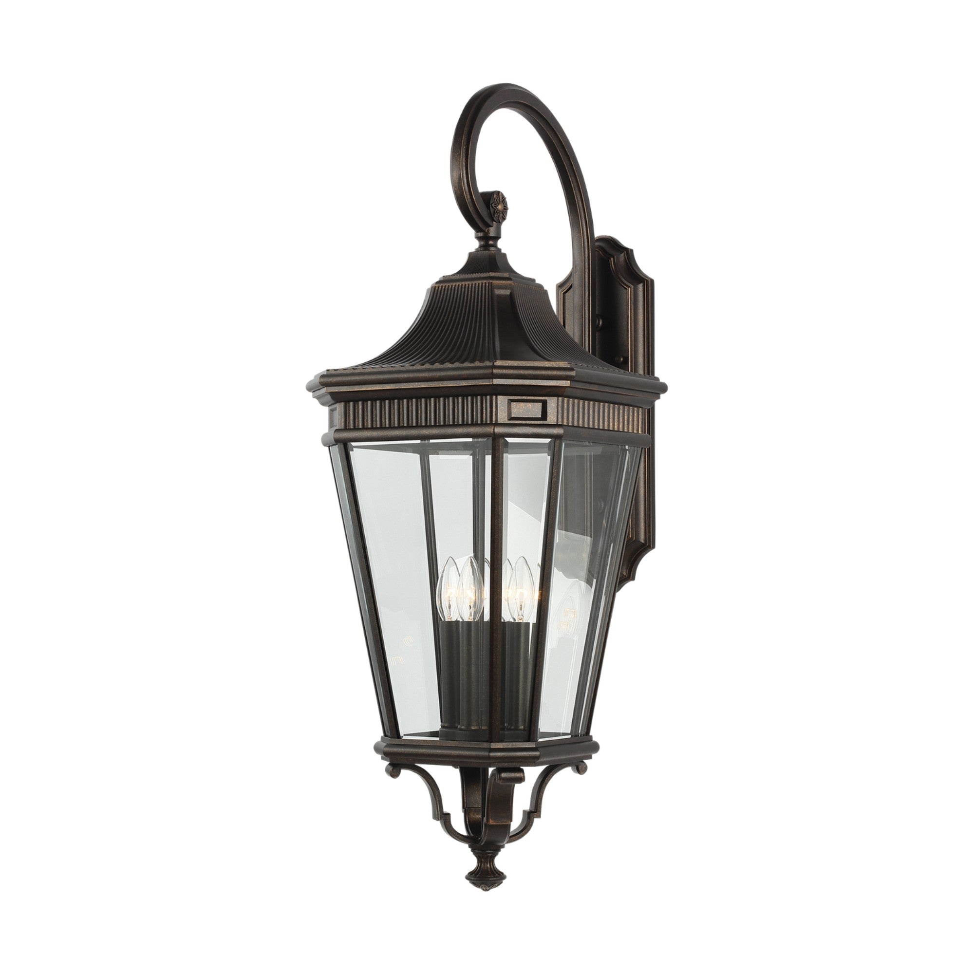 Cotswold Lane 36" 4-Light X-Large Lantern, Grecian Bronze Finish with Clear Glass - Bees Lighting