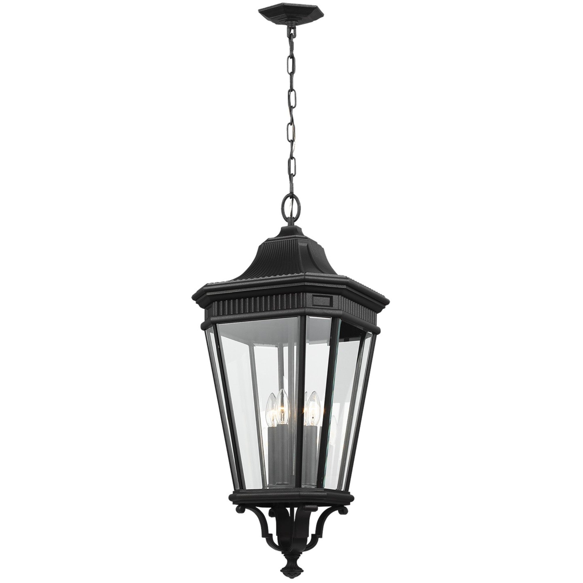 Cotswold Lane 14" 4-Light Large Pendant, Black Finish with Clear Glass - Bees Lighting