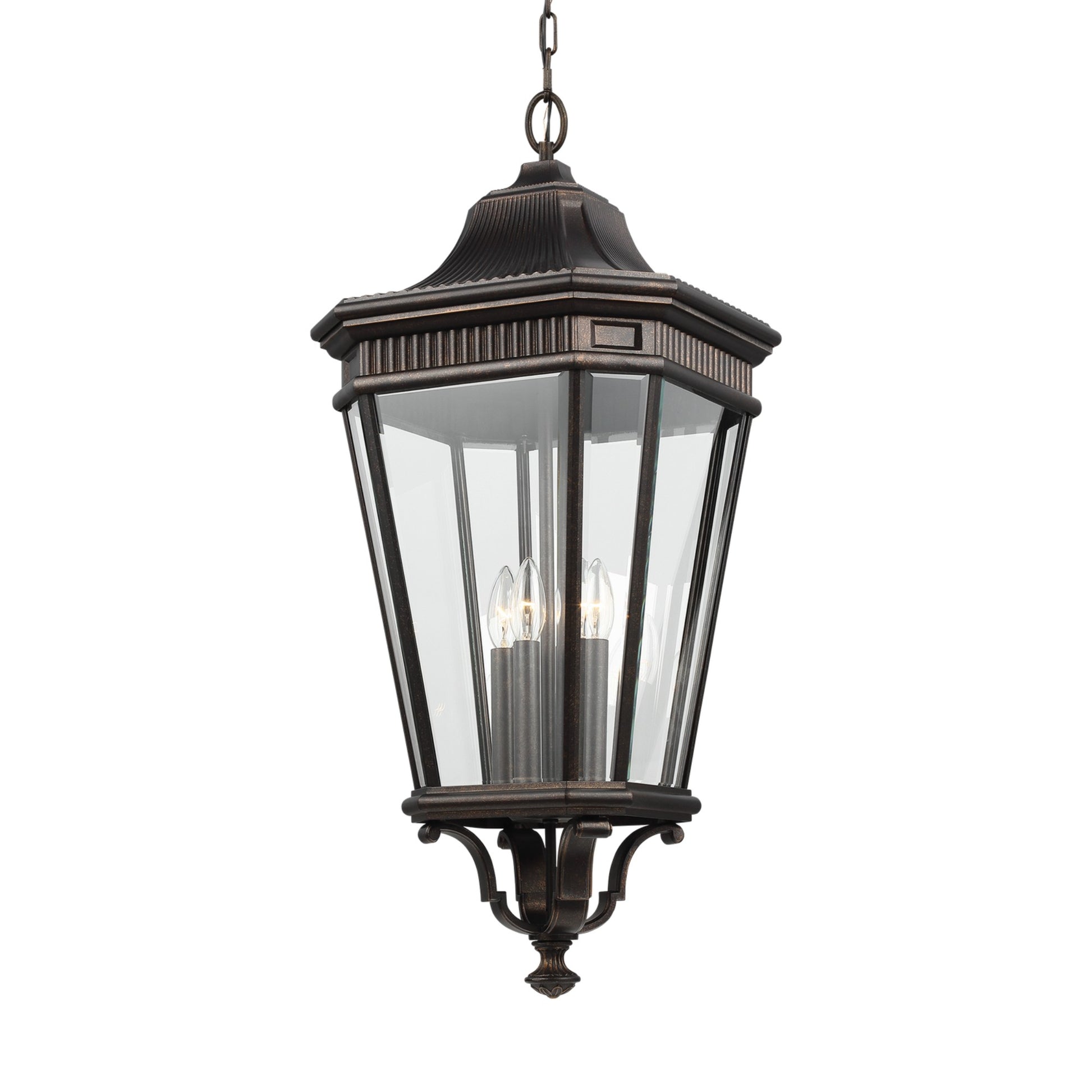 Cotswold Lane 14" 4-Light Large Pendant, Grecian Bronze Finish with Clear Glass - Bees Lighting