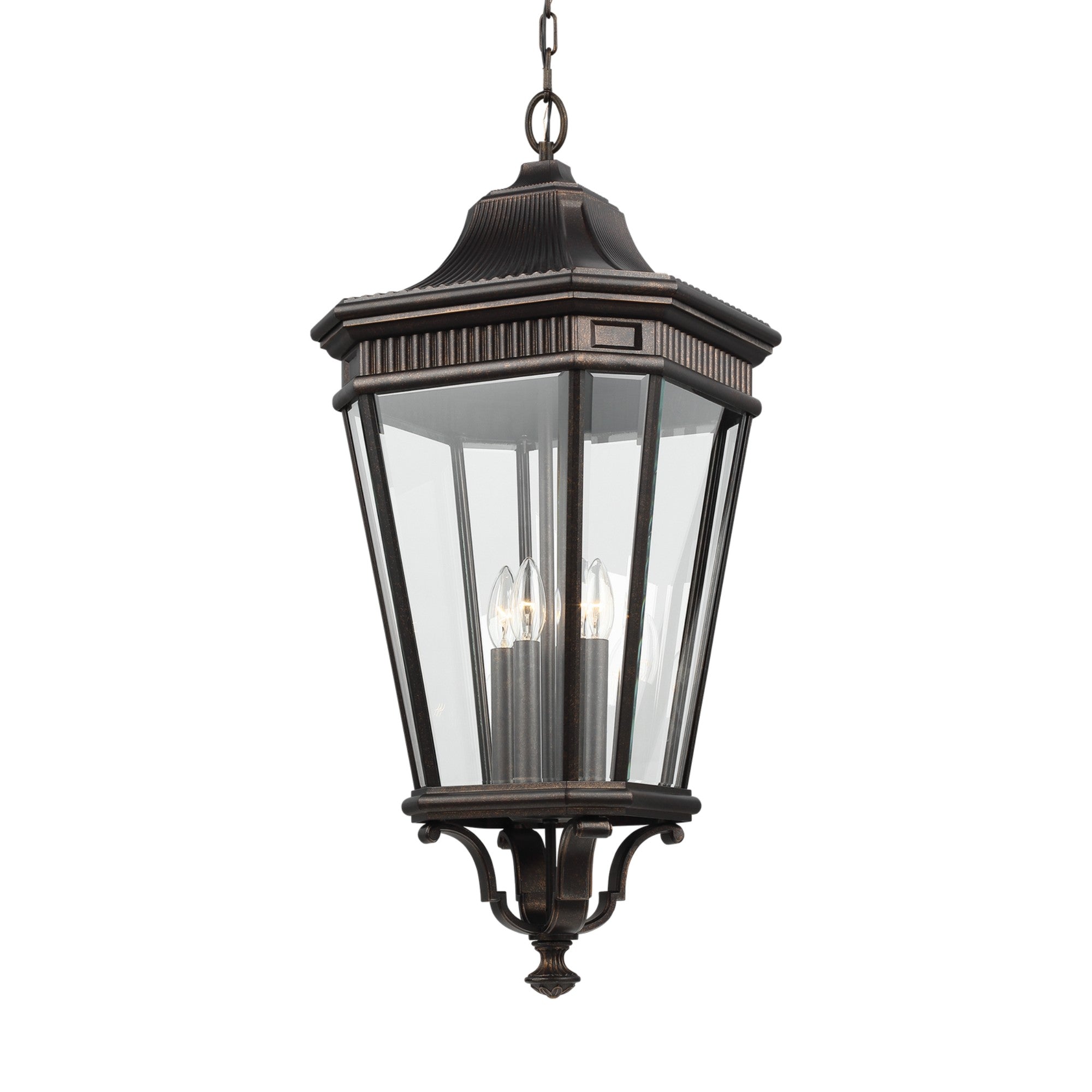Cotswold Lane 14" 4-Light Large Pendant, Grecian Bronze Finish with Clear Glass - Bees Lighting
