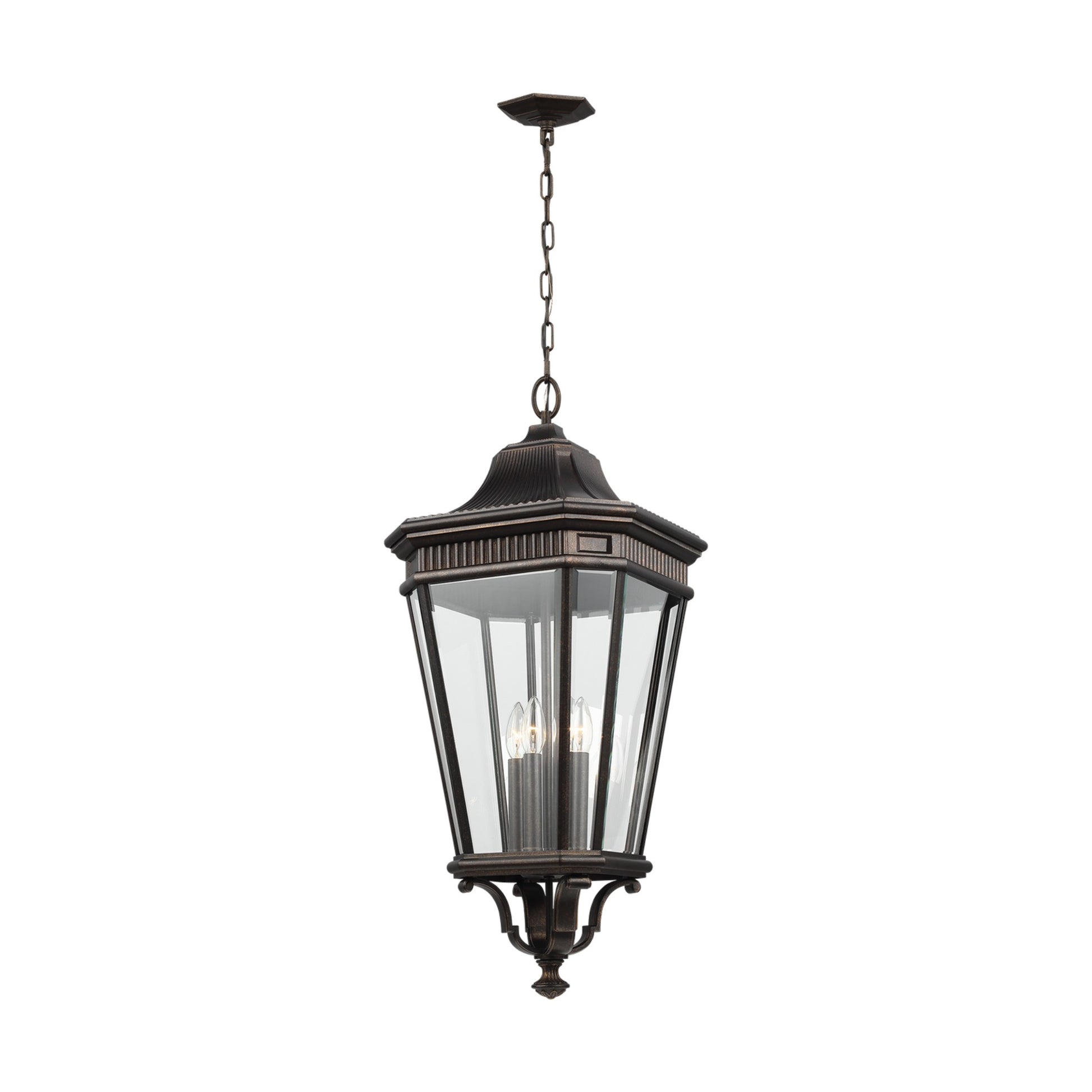 Cotswold Lane 14" 4-Light Large Pendant, Grecian Bronze Finish with Clear Glass - Bees Lighting
