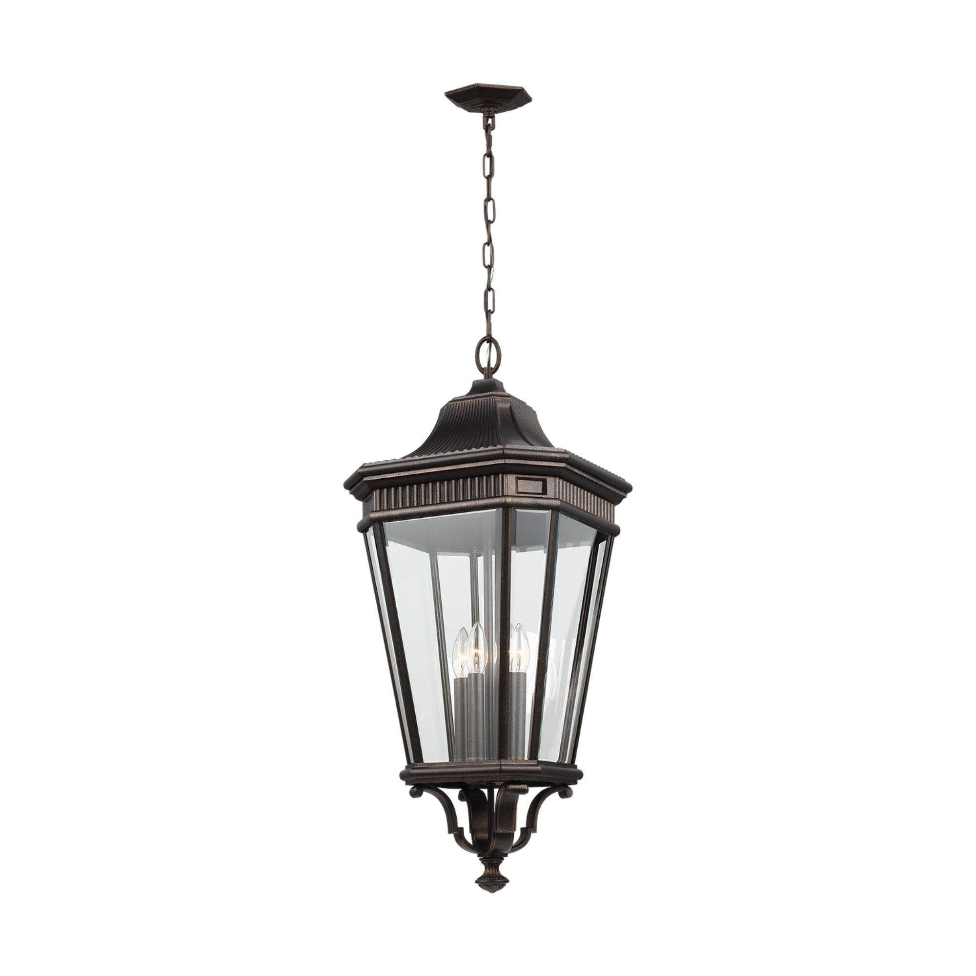 Cotswold Lane 14" 4-Light Large Pendant, Grecian Bronze Finish with Clear Glass - Bees Lighting