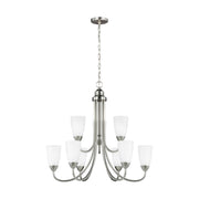 Seville 29" 9-Light LED Chandelier, Brushed Nickel Finish - Bees Lighting