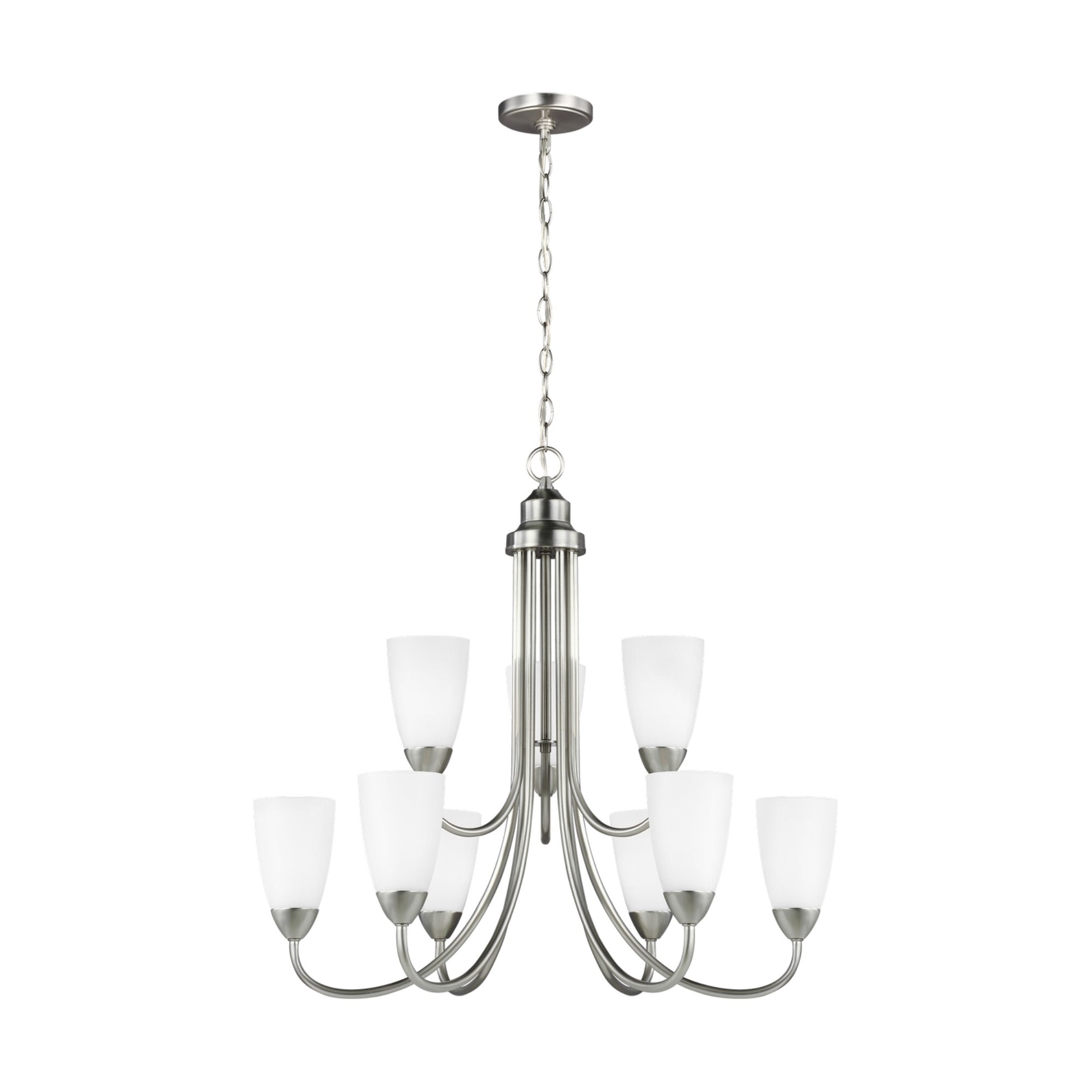 Seville 29" 9-Light LED Chandelier, Brushed Nickel Finish - Bees Lighting