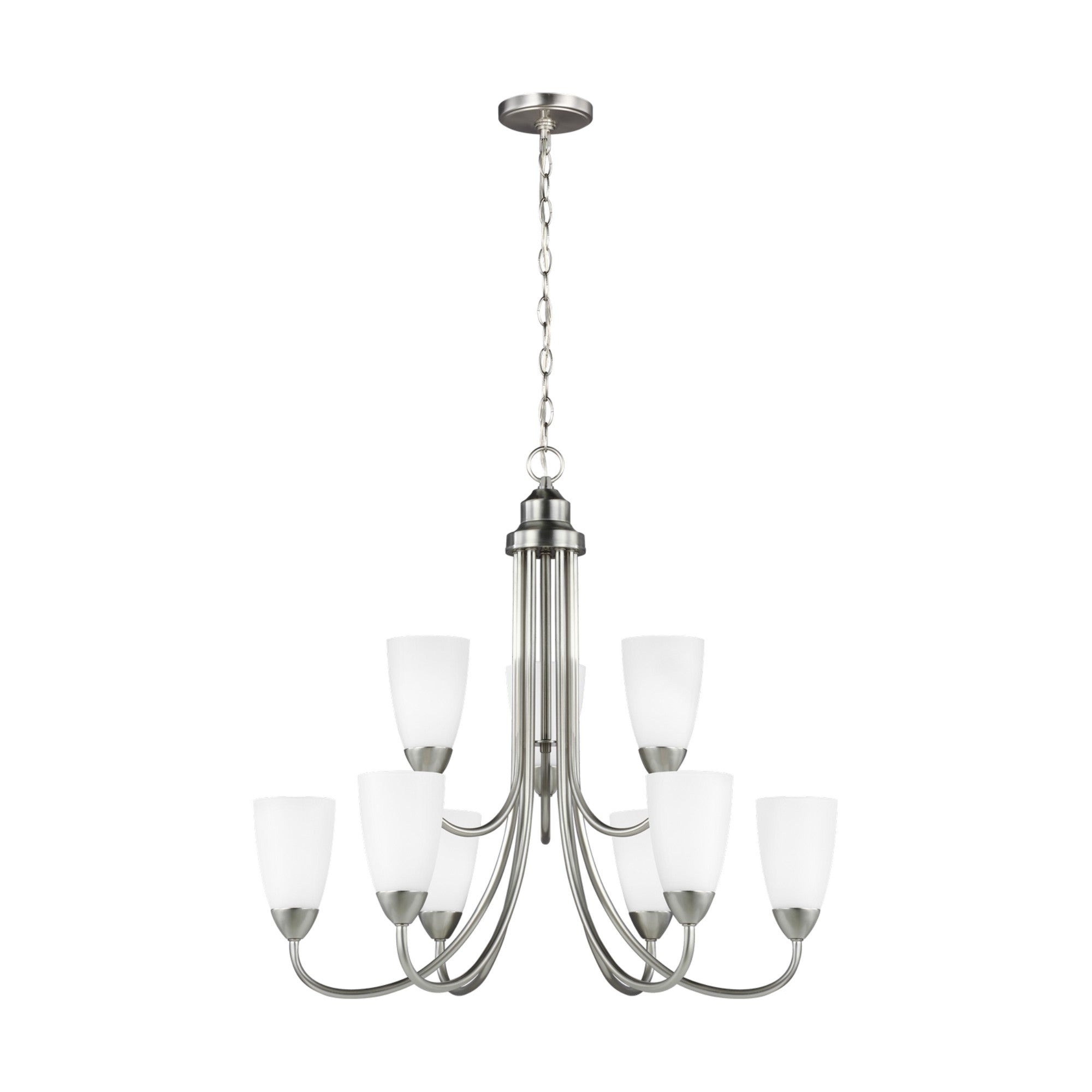 Seville 29" 9-Light LED Chandelier, Brushed Nickel Finish - Bees Lighting