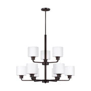 Canfield 31" 9-Light Chandelier, Bronze Finish - Bees Lighting