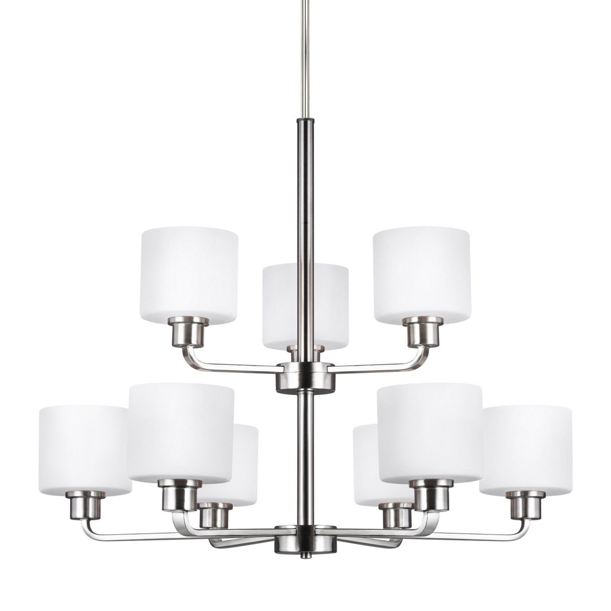 Canfield 31" 9-Light Chandelier, Brushed Nickel Finish - Bees Lighting