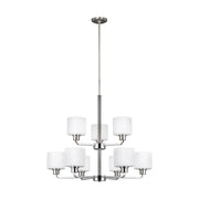 Canfield 31" 9-Light Chandelier, Brushed Nickel Finish - Bees Lighting