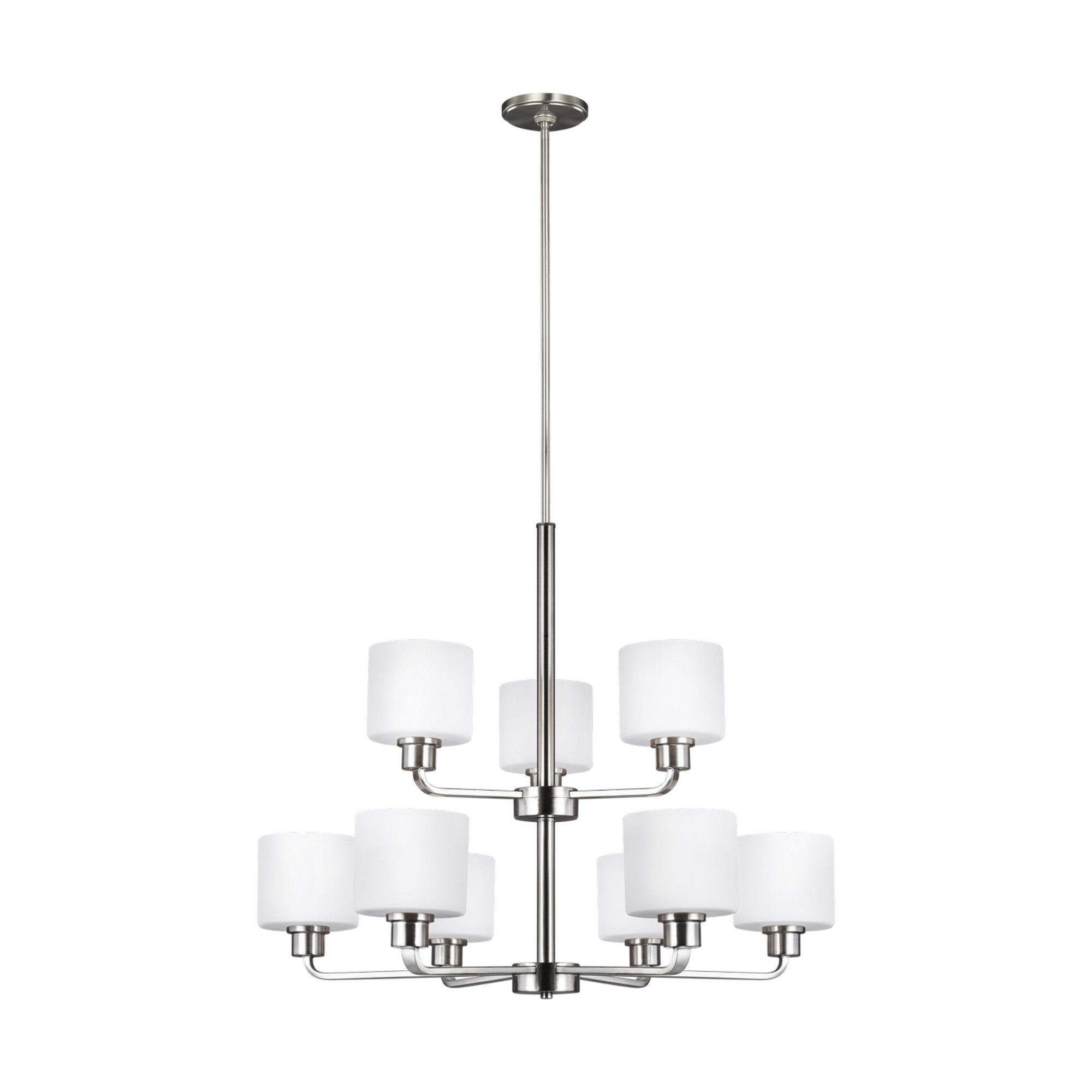 Canfield 31" 9-Light Chandelier, Brushed Nickel Finish - Bees Lighting