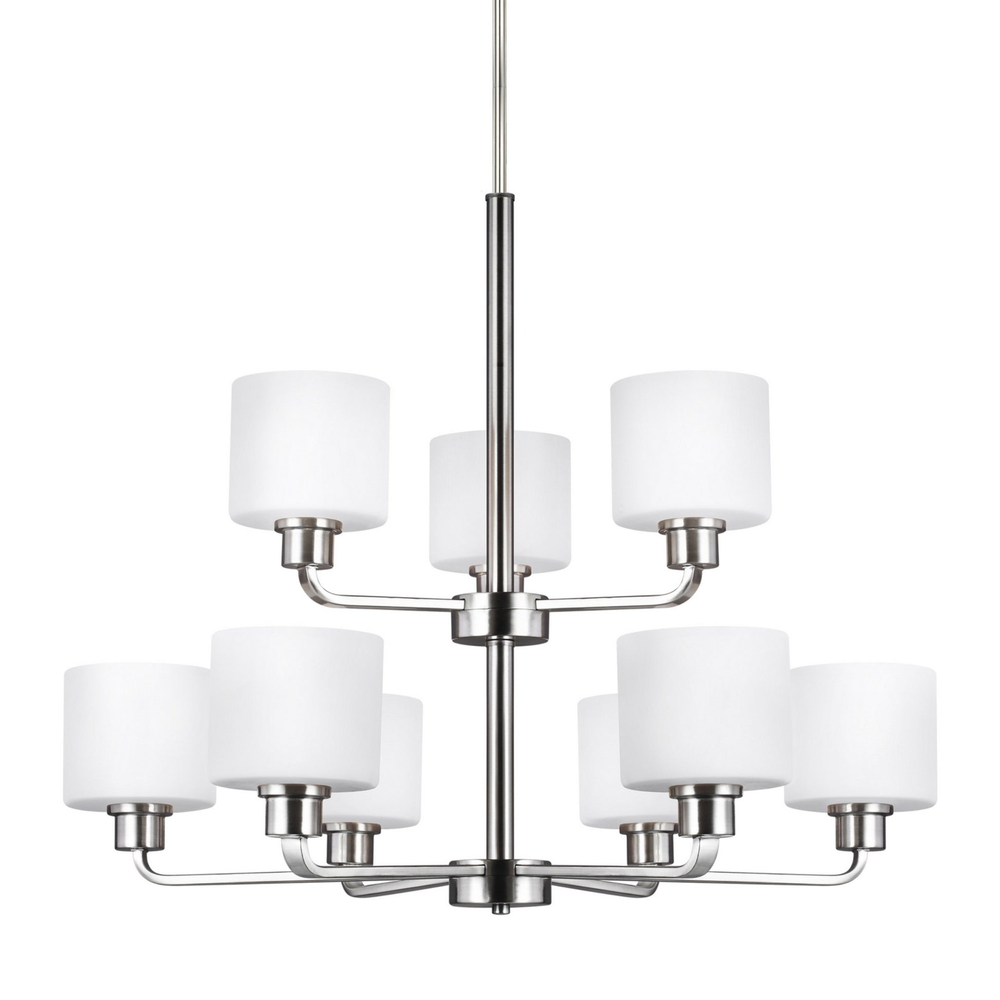 Canfield 31" 9-Light LED Chandelier, Brushed Nickel Finish - Bees Lighting