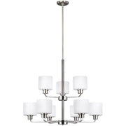 Canfield 31" 9-Light LED Chandelier, Brushed Nickel Finish - Bees Lighting