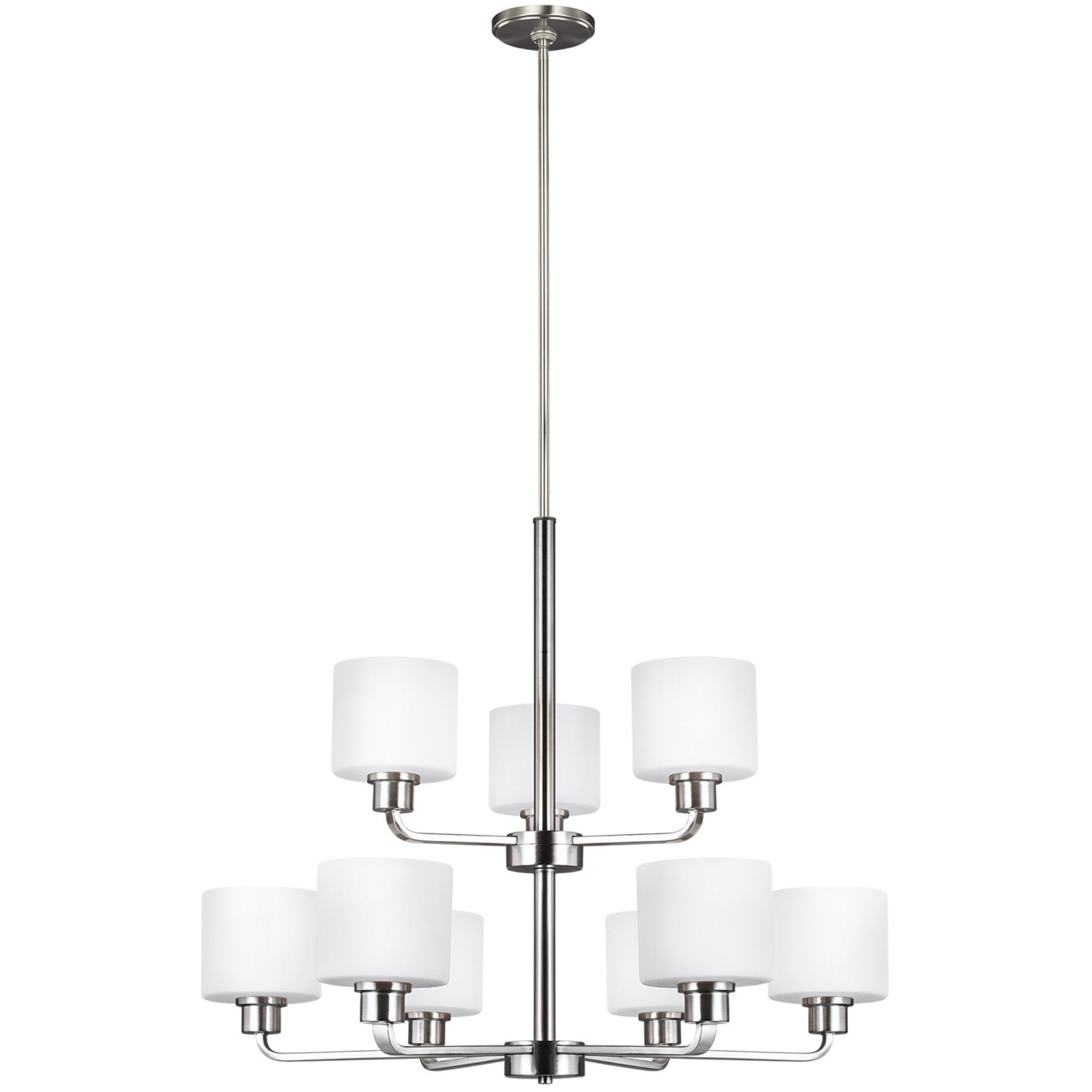 Canfield 31" 9-Light LED Chandelier, Brushed Nickel Finish - Bees Lighting