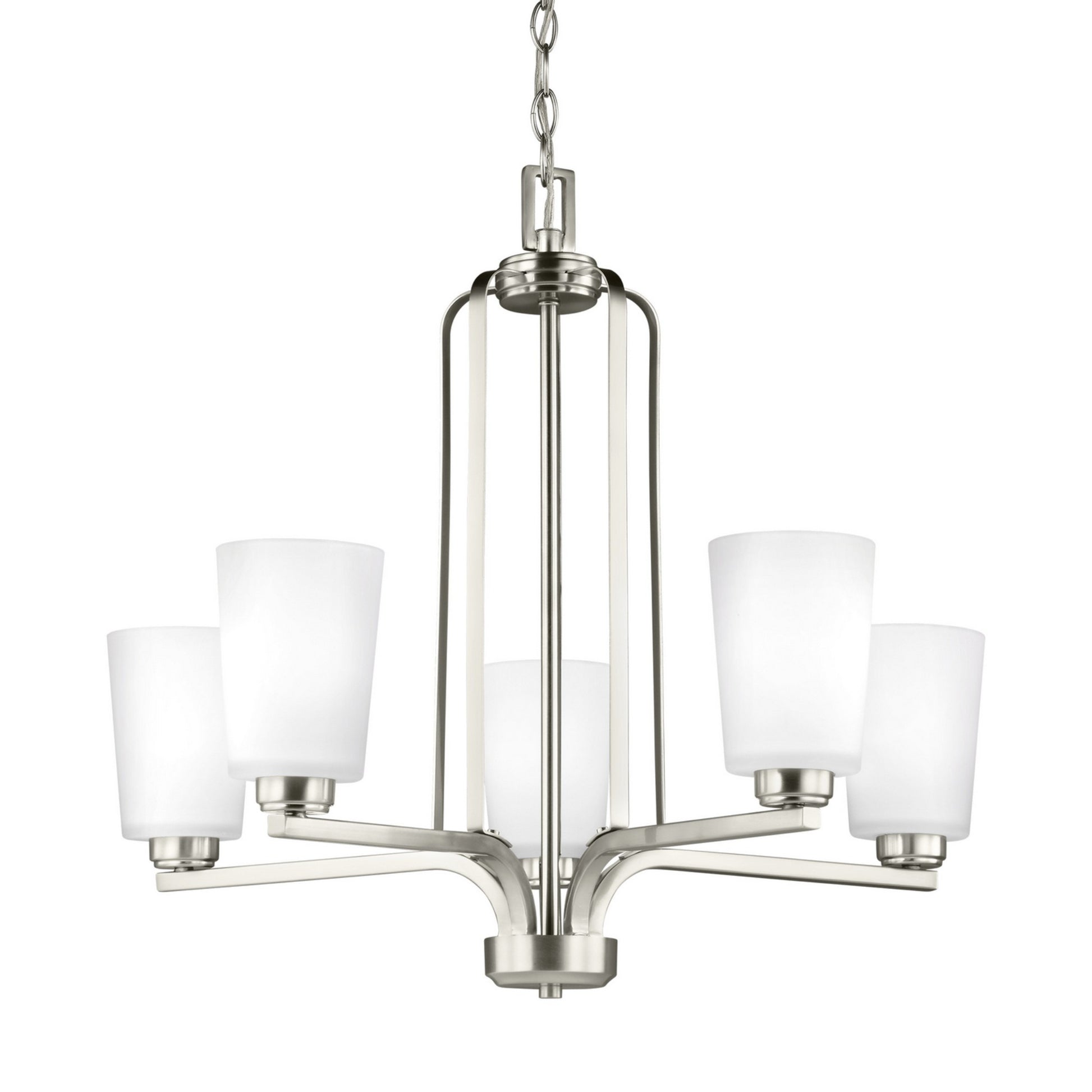 Franport 26" 5-Light LED Chandelier, Brushed Nickel Finish - Bees Lighting
