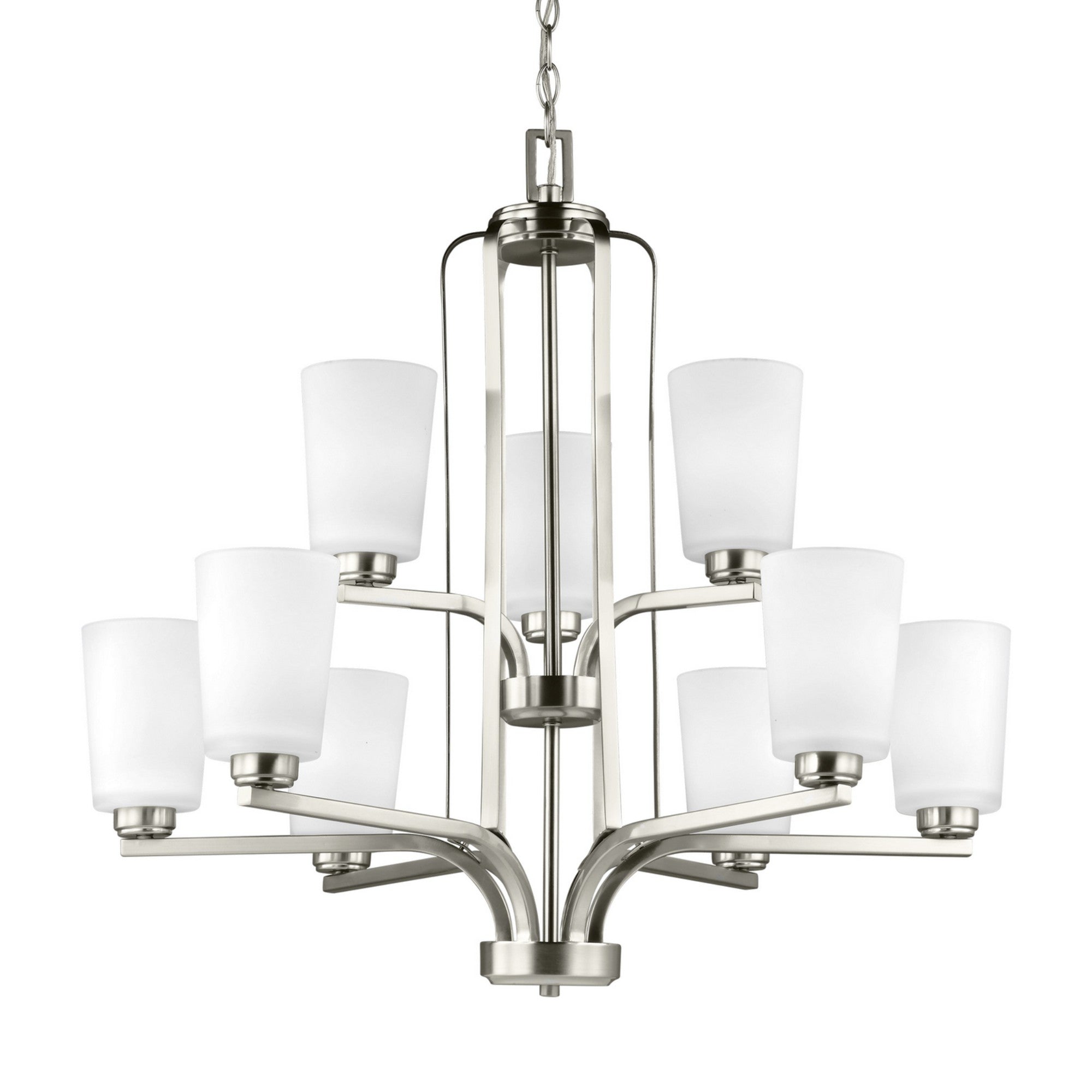 Franport 30" 9-Light Chandelier, Brushed Nickel Finish - Bees Lighting