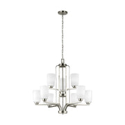 Franport 30" 9-Light Chandelier, Brushed Nickel Finish - Bees Lighting