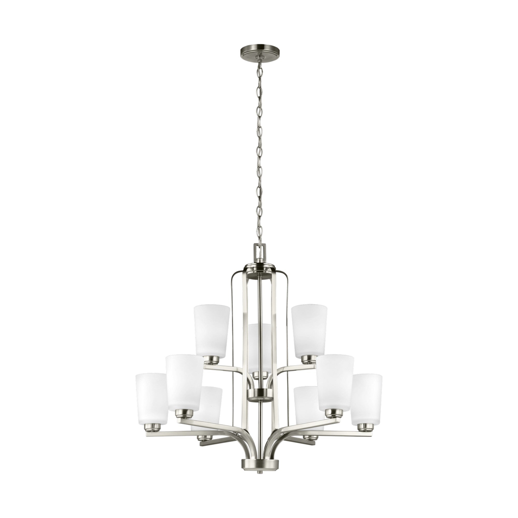Franport 30" 9-Light Chandelier, Brushed Nickel Finish - Bees Lighting
