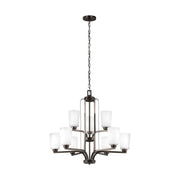 Franport 30" 9-Light LED Chandelier, Bronze Finish - Bees Lighting