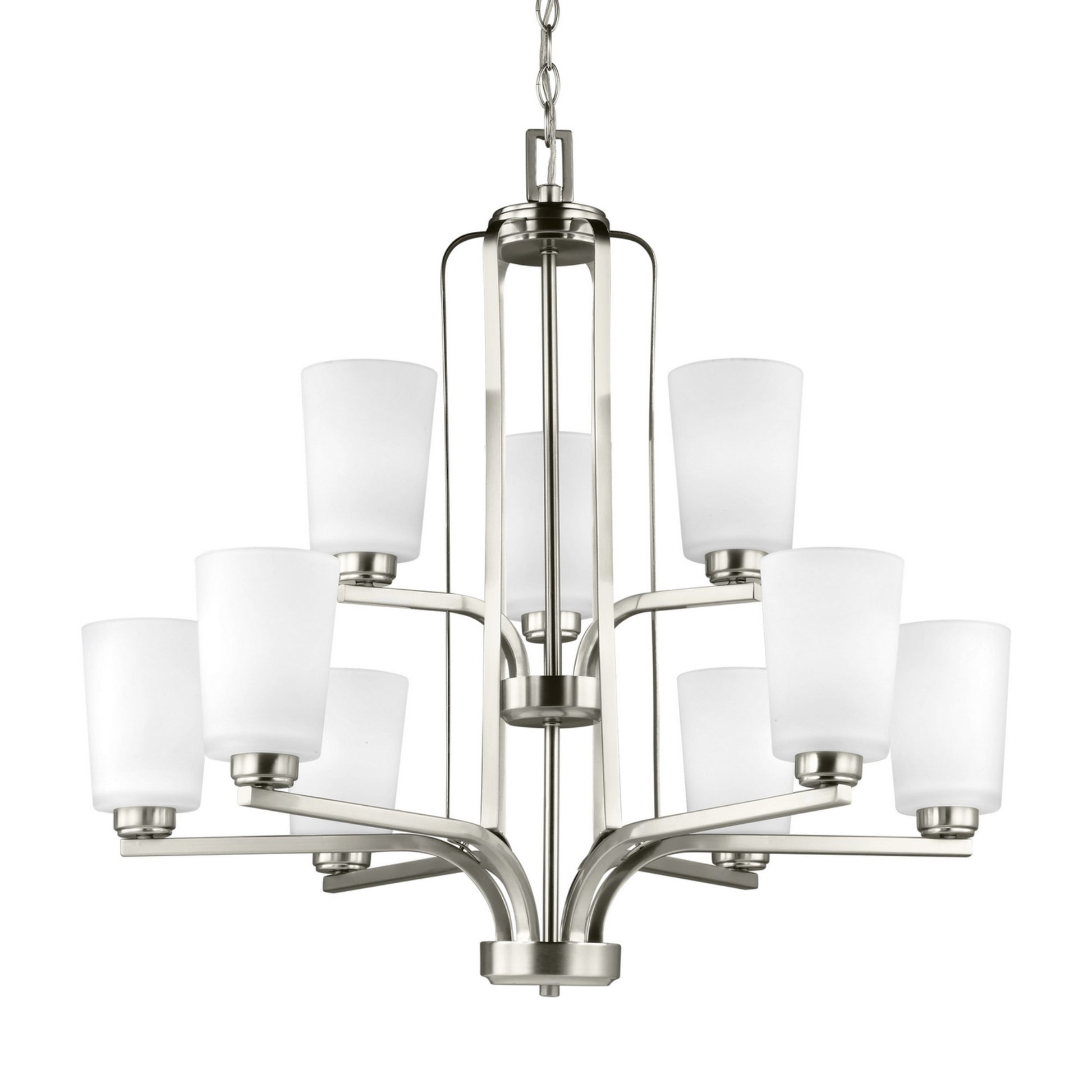 Franport 30" 9-Light LED Chandelier, Brushed Nickel Finish - Bees Lighting