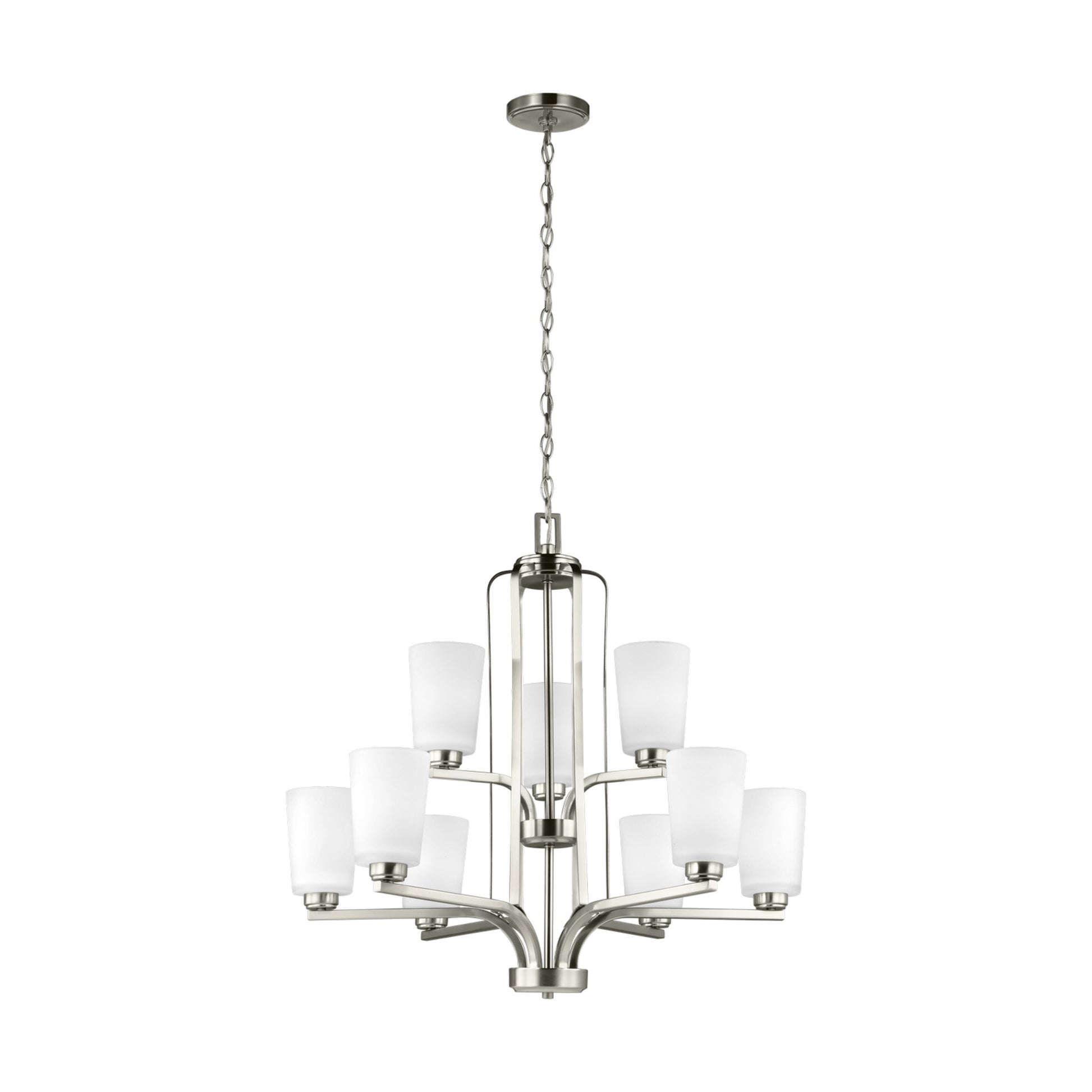 Franport 30" 9-Light LED Chandelier, Brushed Nickel Finish - Bees Lighting