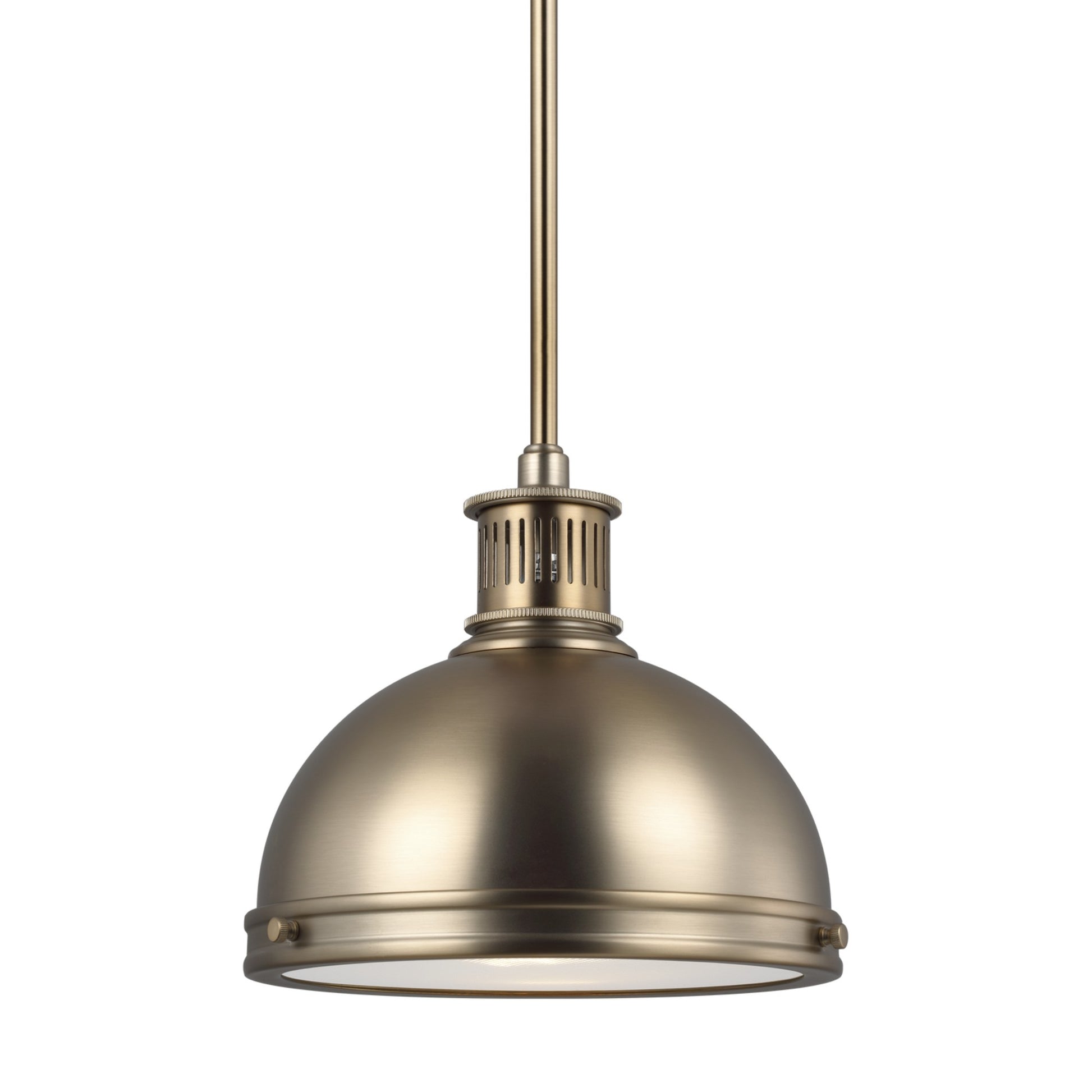 Pratt Street Metal 10" 1-Light LED Pendant, Satin Brass Finish - Bees Lighting