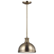 Pratt Street Metal 10" 1-Light LED Pendant, Satin Brass Finish - Bees Lighting