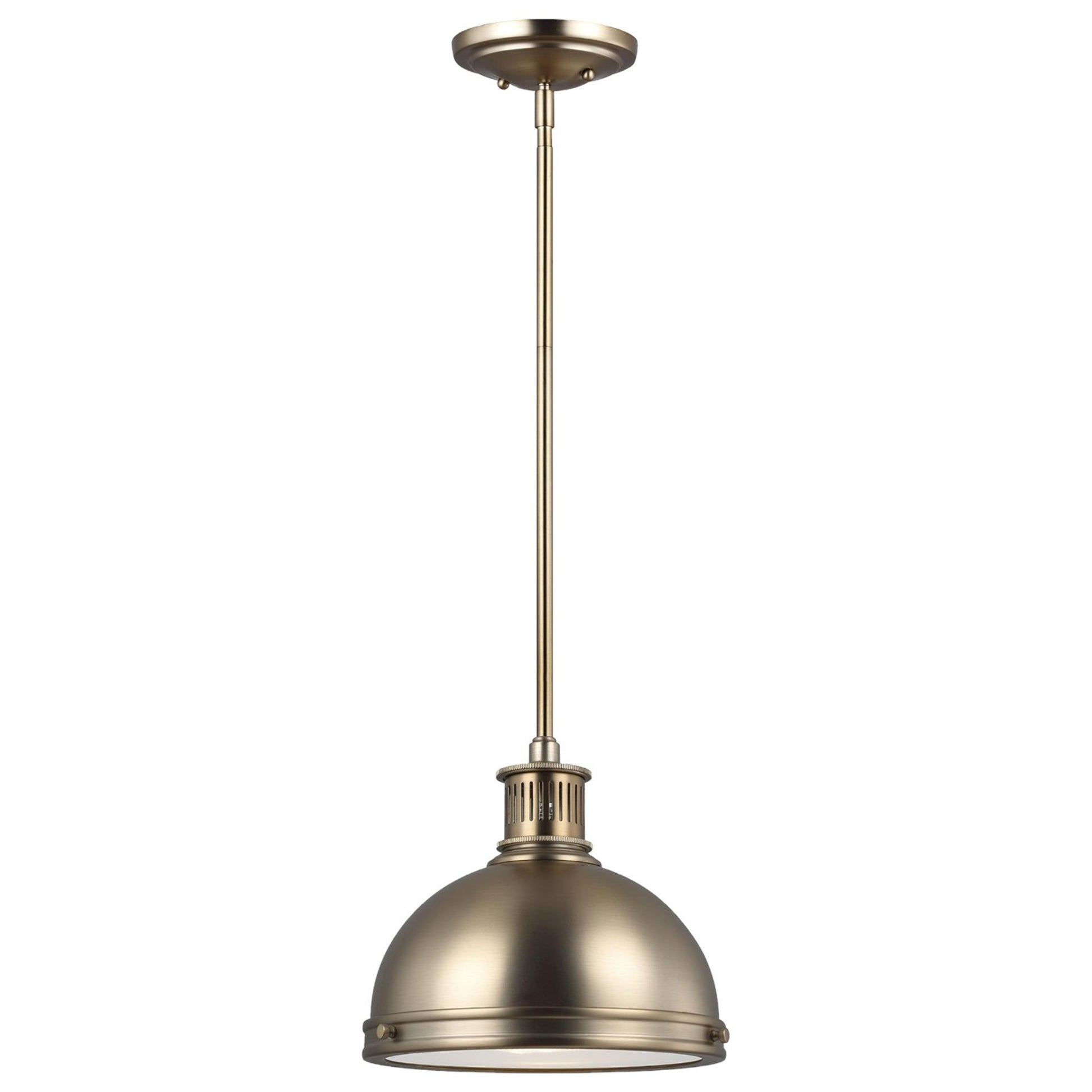 Pratt Street Metal 10" 1-Light LED Pendant, Satin Brass Finish - Bees Lighting