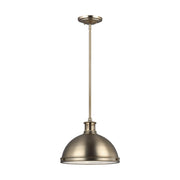 Pratt Street Metal 13" 2-Light LED Pendant, Satin Brass Finish - Bees Lighting