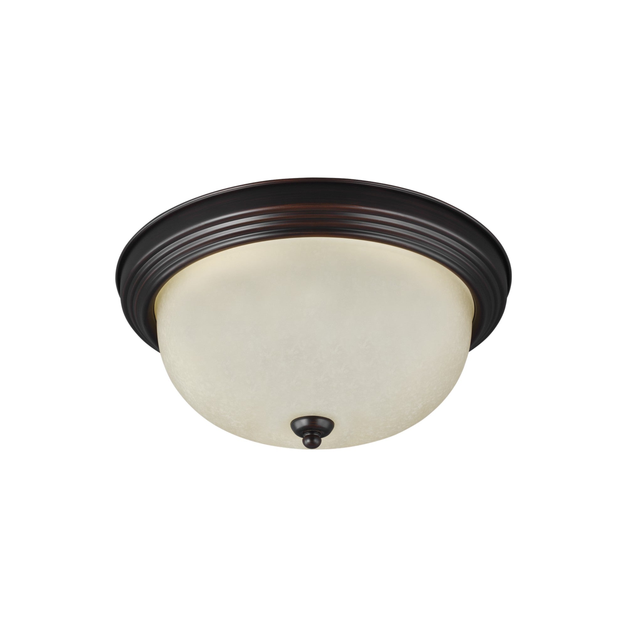Geary 11" LED Flush Mount, Bronze Finish with Amber Scavo Glass - Bees Lighting