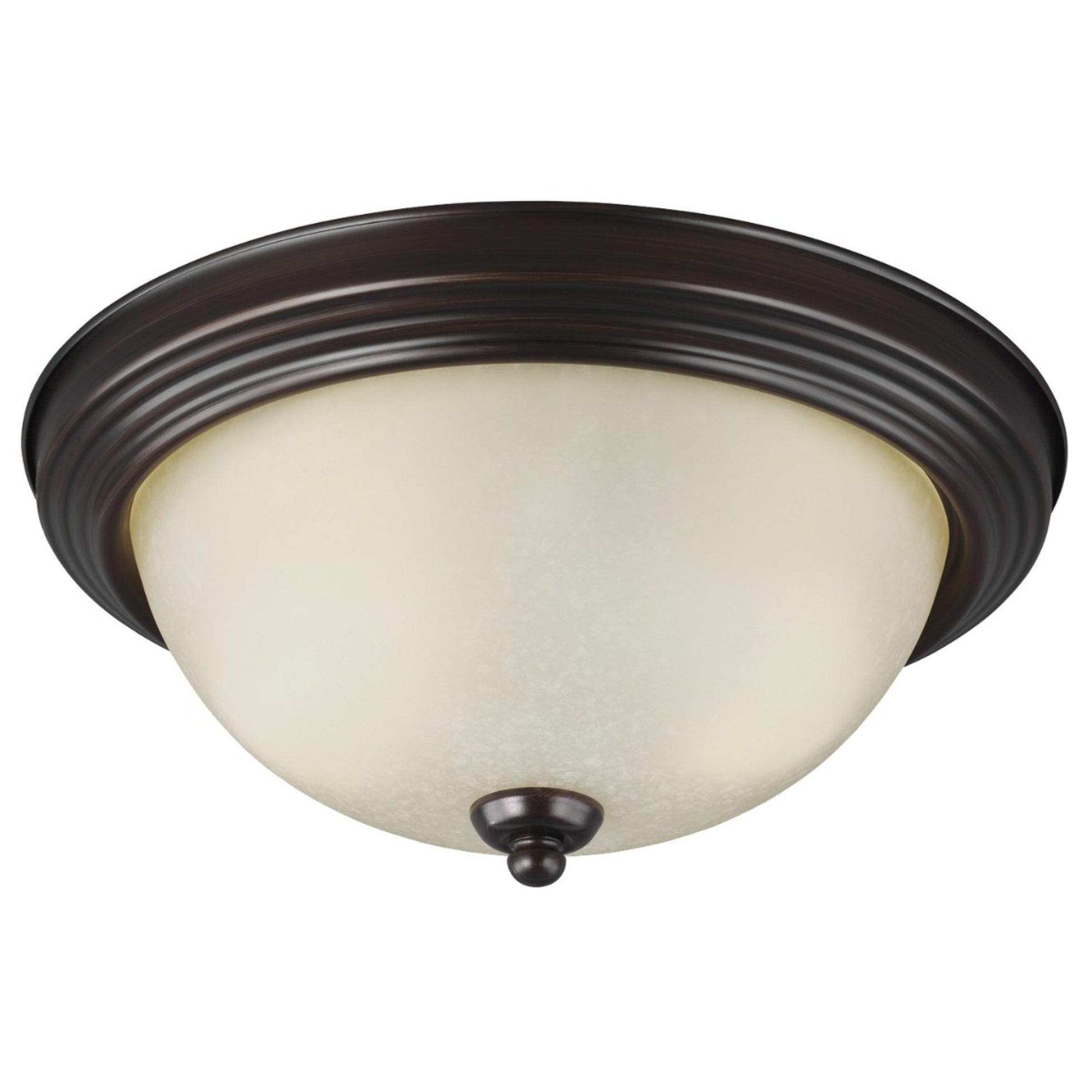 Geary 13" 2-Light LED Flush Mount, Bronze Finish with Amber Scavo Glass - Bees Lighting
