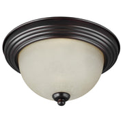 Geary 15" 3-Light LED Flush Mount, Bronze Finish with Amber Scavo Glass - Bees Lighting